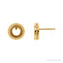 Sapphire Row Cabochon Bezel-Set Leaf Earrings setting in 14K Yellow Gold, shown with a center stone (sold separately)