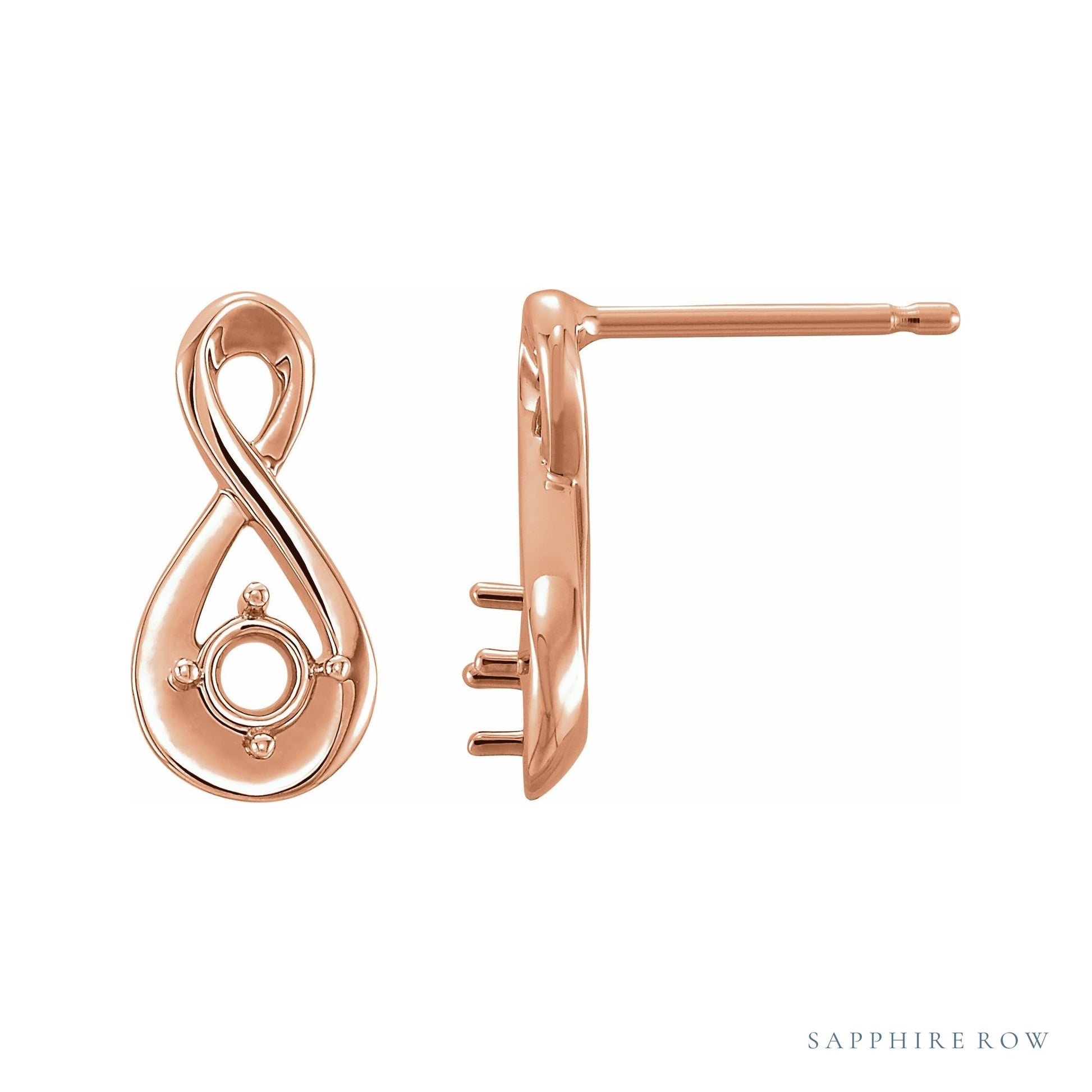 Sapphire Row Infinity-Inspired Earrings setting in 14K Rose Gold, shown with a center stone (sold separately)