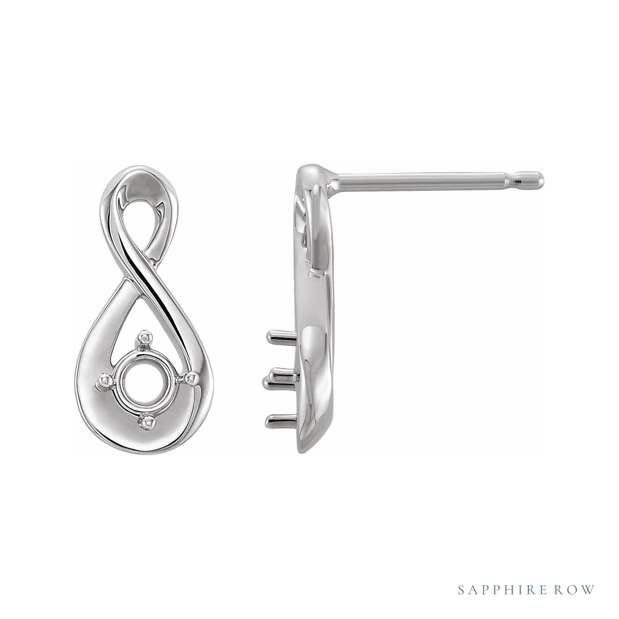 Sapphire Row Infinity-Inspired Earrings setting in 14K White Gold, shown with a center stone (sold separately)