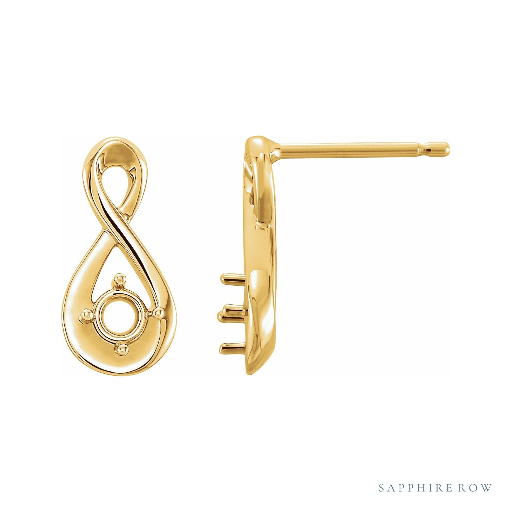 Sapphire Row Infinity-Inspired Earrings setting in 14K Yellow Gold, shown with a center stone (sold separately)