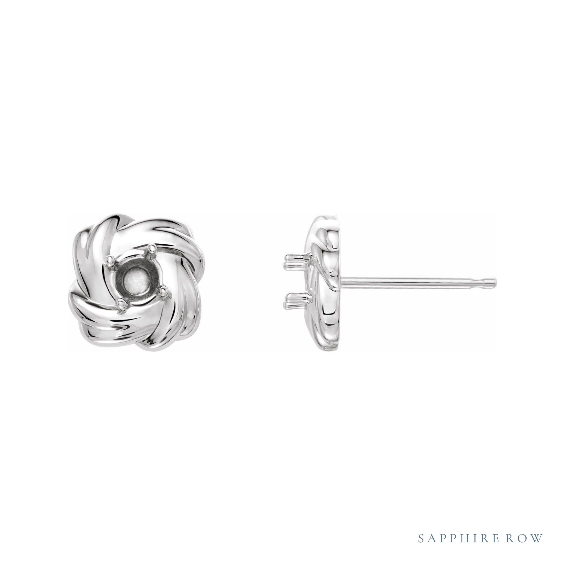 Sapphire Row Knot Earrings setting in 14K White Gold, shown with a center stone (sold separately)
