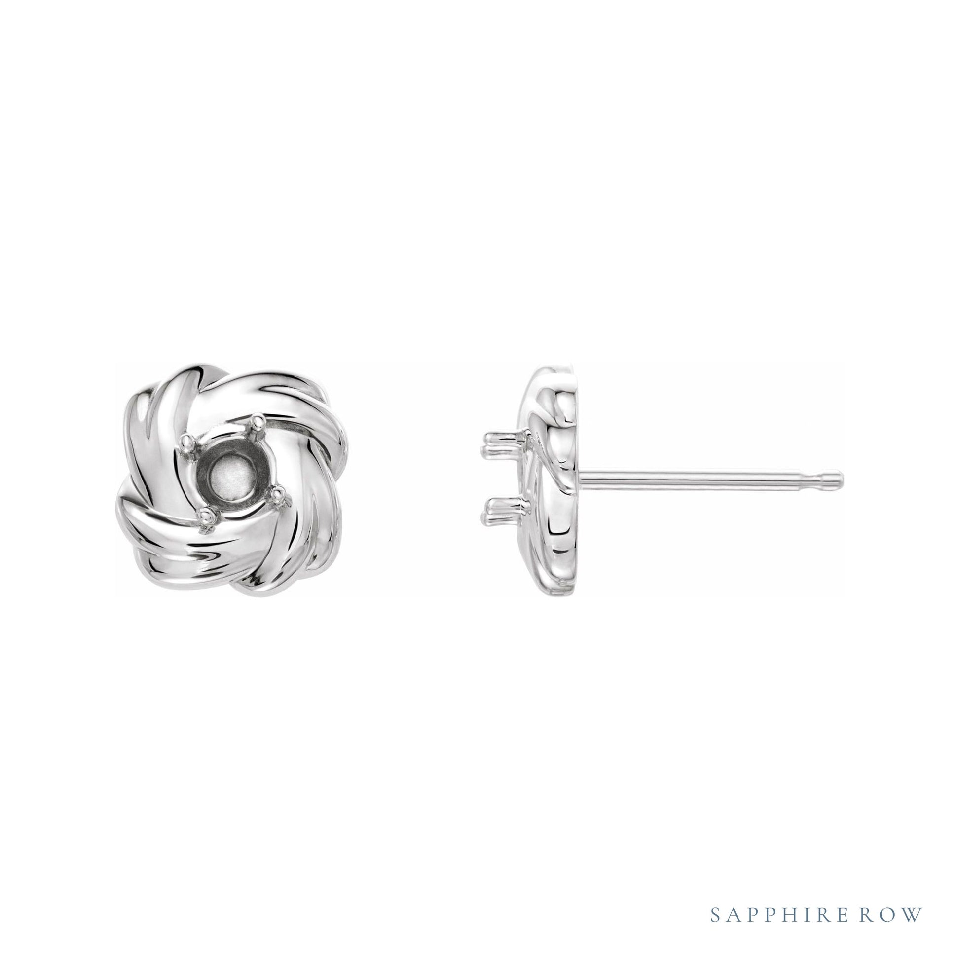 Sapphire Row Knot Earrings setting in Platinum, shown with a center stone (sold separately)