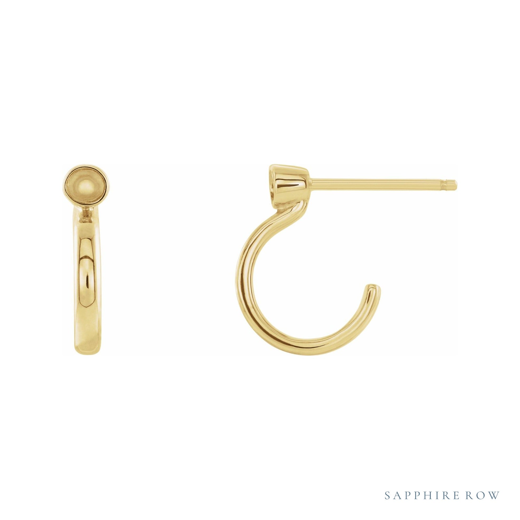 Sapphire Row Bezel-Set Hoop Earrings setting in 14K Yellow Gold, shown with a center stone (sold separately)