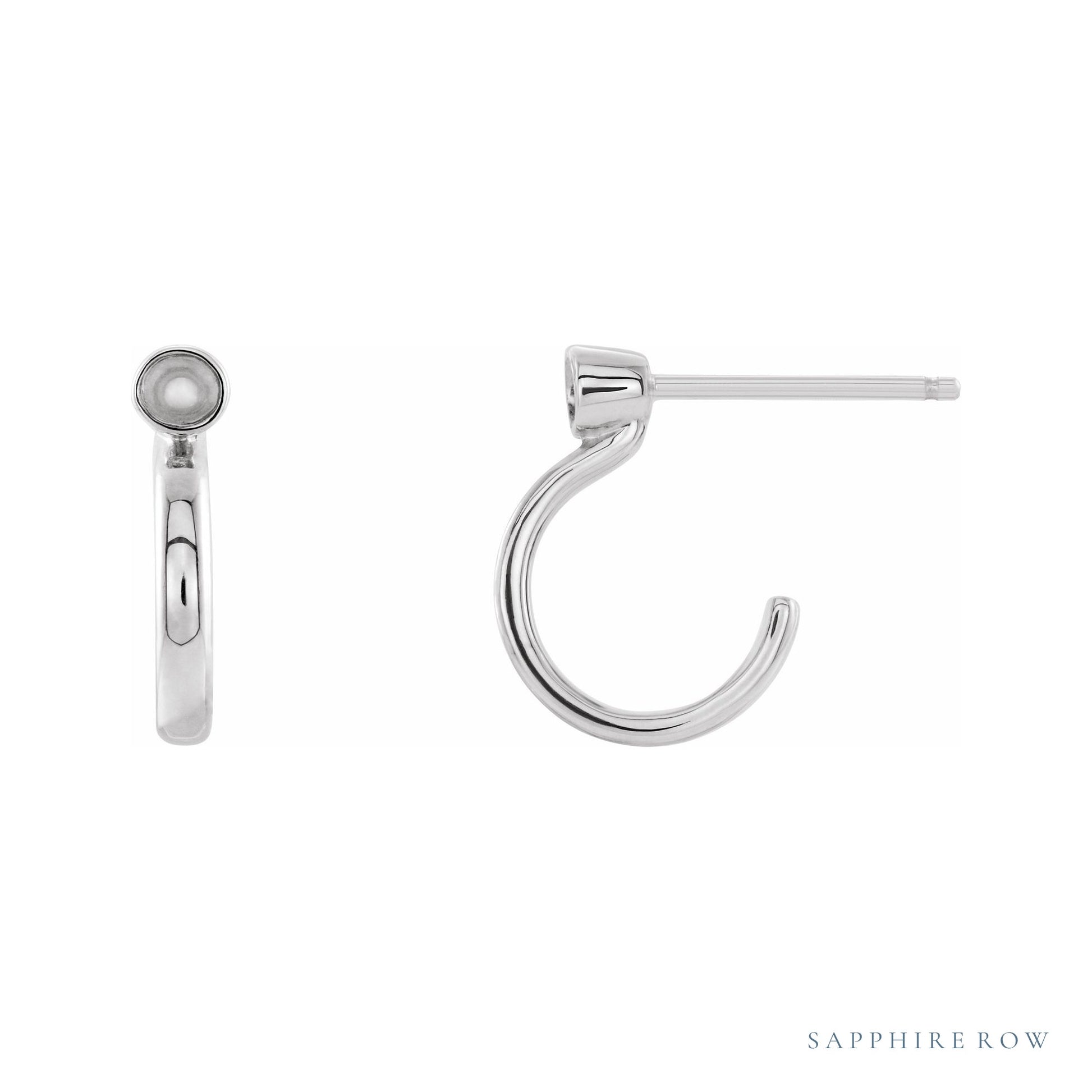 Sapphire Row Bezel-Set Hoop Earrings setting in Platinum, shown with a center stone (sold separately)