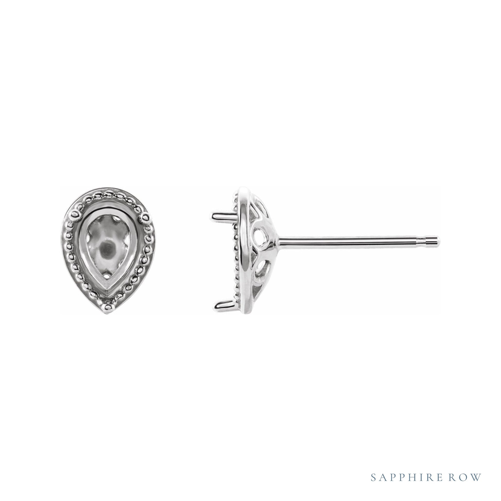 Sapphire Row Beaded Solitaire Earrings setting in Platinum, shown with a center stone (sold separately)