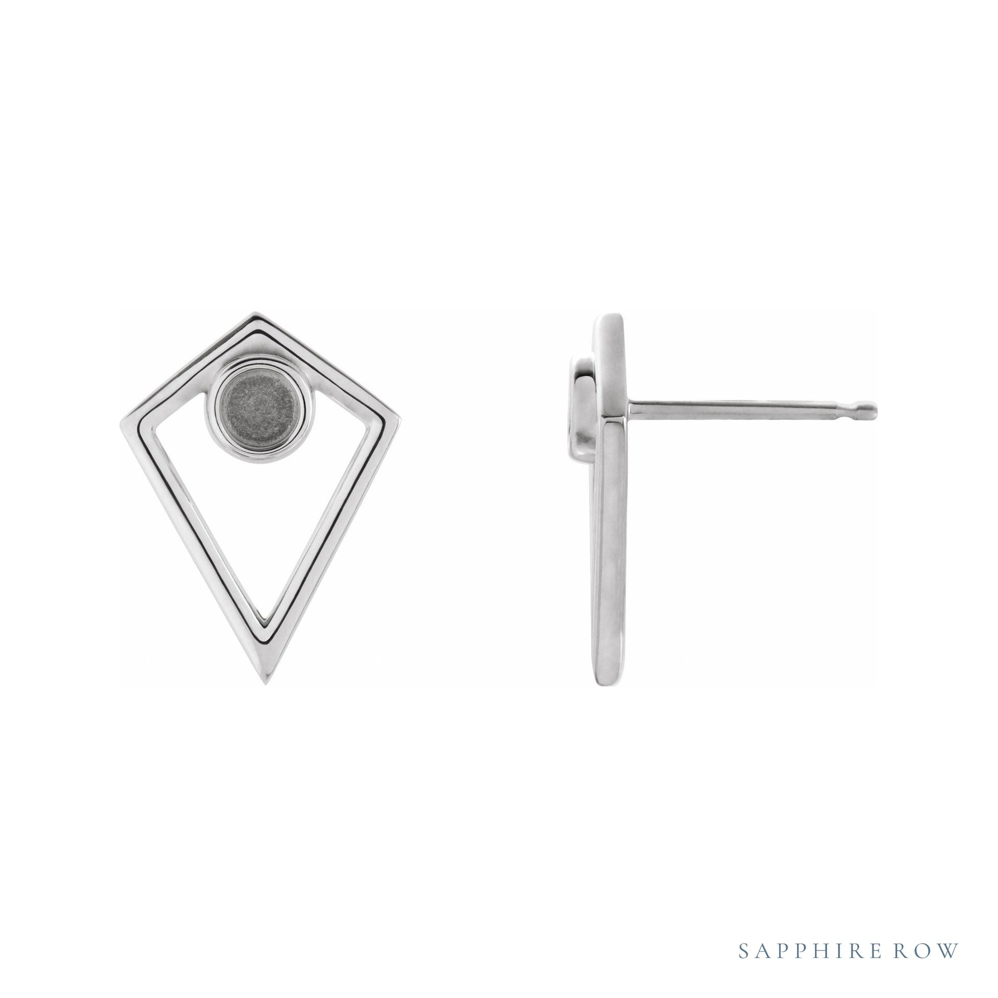 Sapphire Row Cabochon Pyramid Earrings setting in 14K White Gold, shown with a center stone (sold separately)