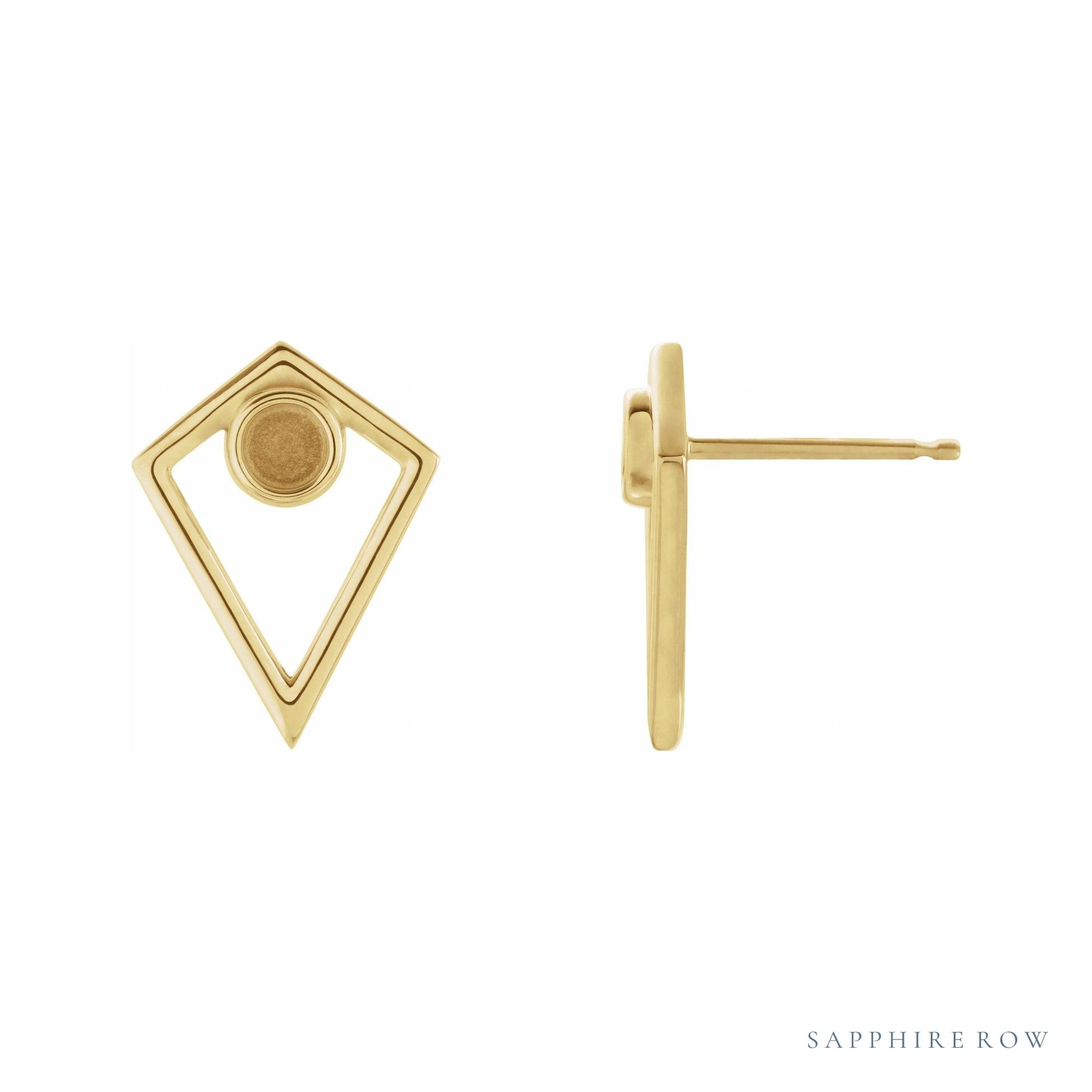 Sapphire Row Cabochon Pyramid Earrings setting in 14K Yellow Gold, shown with a center stone (sold separately)