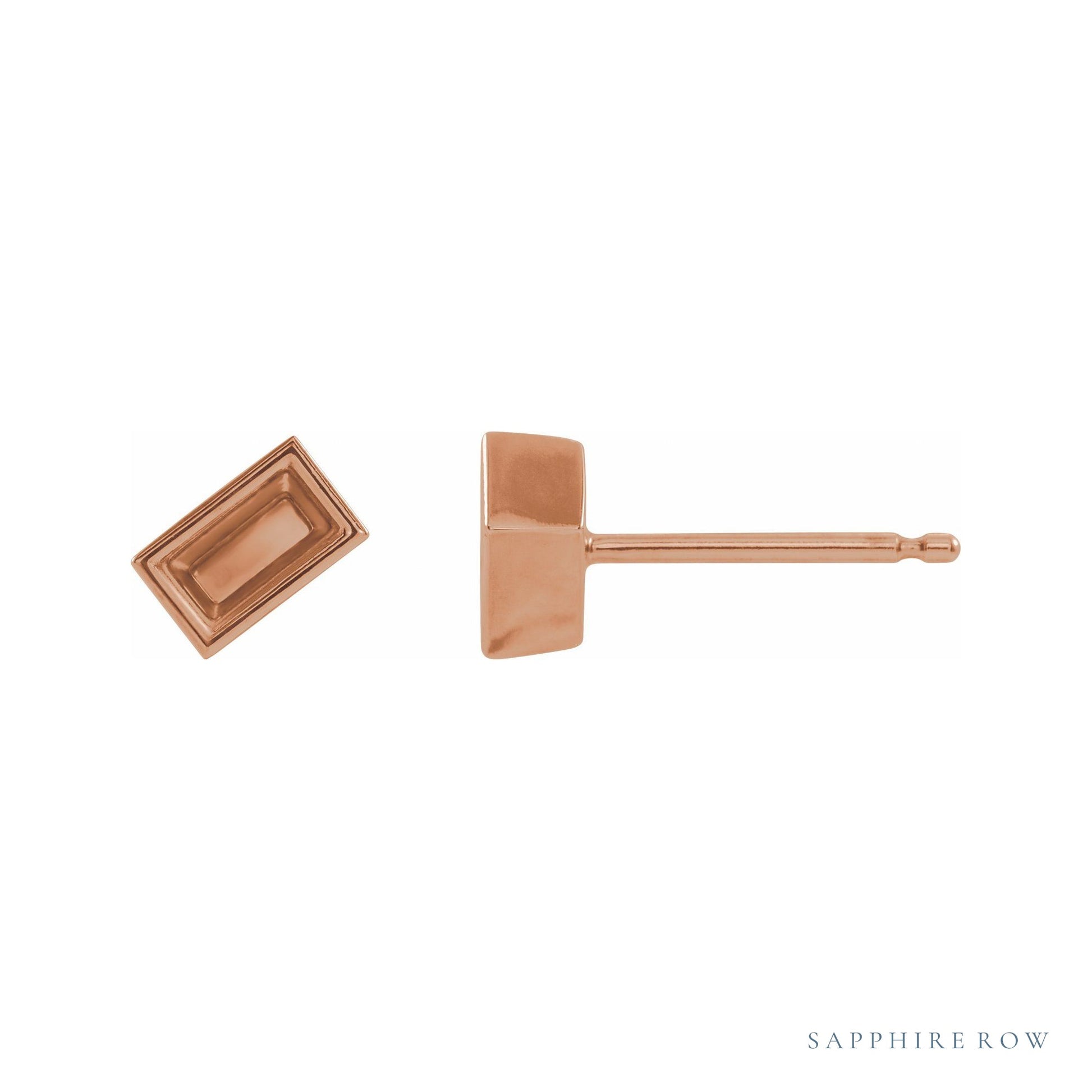 Sapphire Row Family Stud Earrings setting in 14K Rose Gold, shown with a center stone (sold separately)