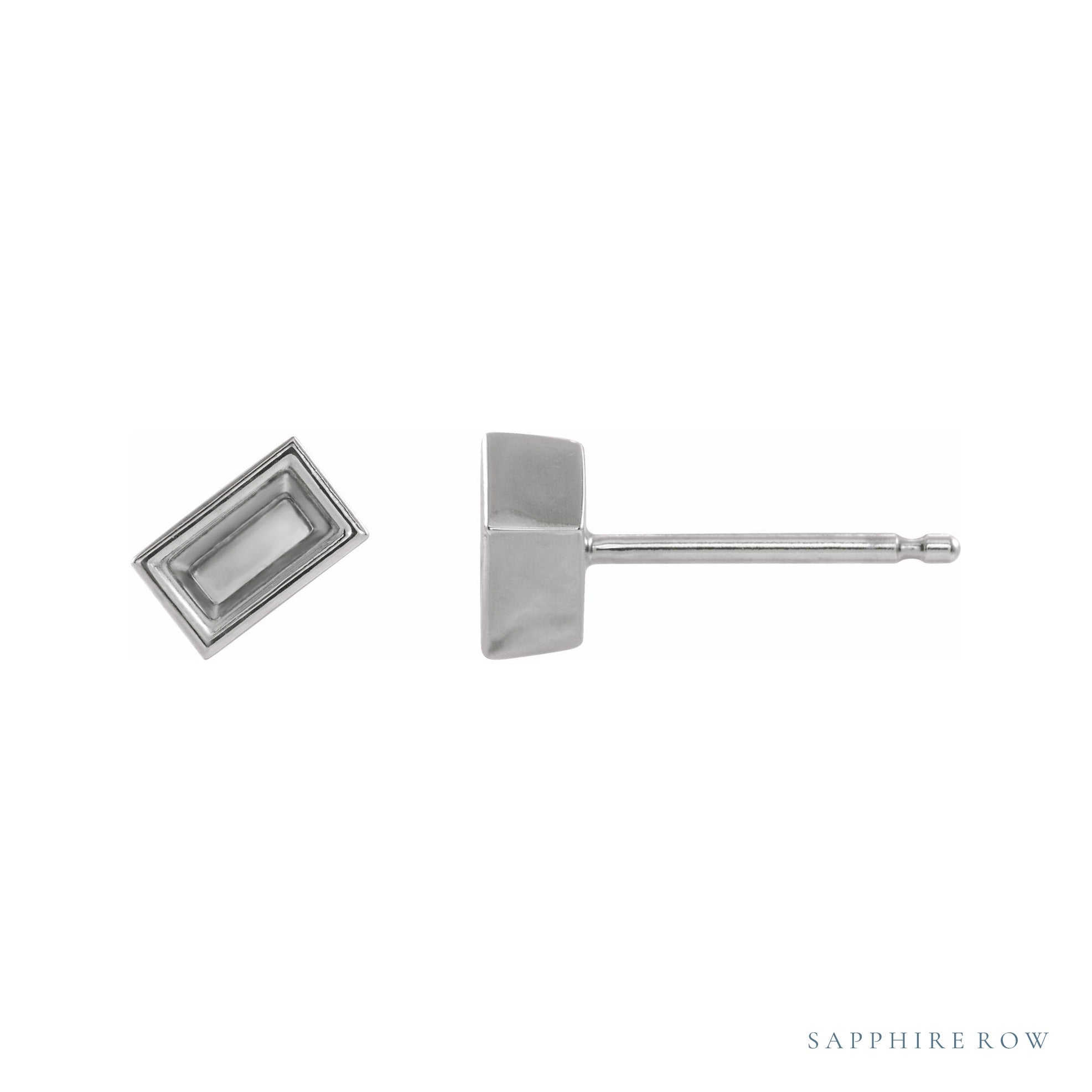 Sapphire Row Family Stud Earrings setting in 14K White Gold, shown with a center stone (sold separately)