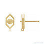 Sapphire Row Geometric Pearl Earrings Top setting in 14K Yellow Gold, shown without a pearl (pearl sold separately)