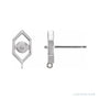 Sapphire Row Geometric Pearl Earrings Top setting in Platinum, shown without a pearl (pearl sold separately)