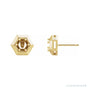 Sapphire Row Round 3-Prong Geometric Earrings setting in 14K Yellow Gold, shown with a center stone (sold separately)