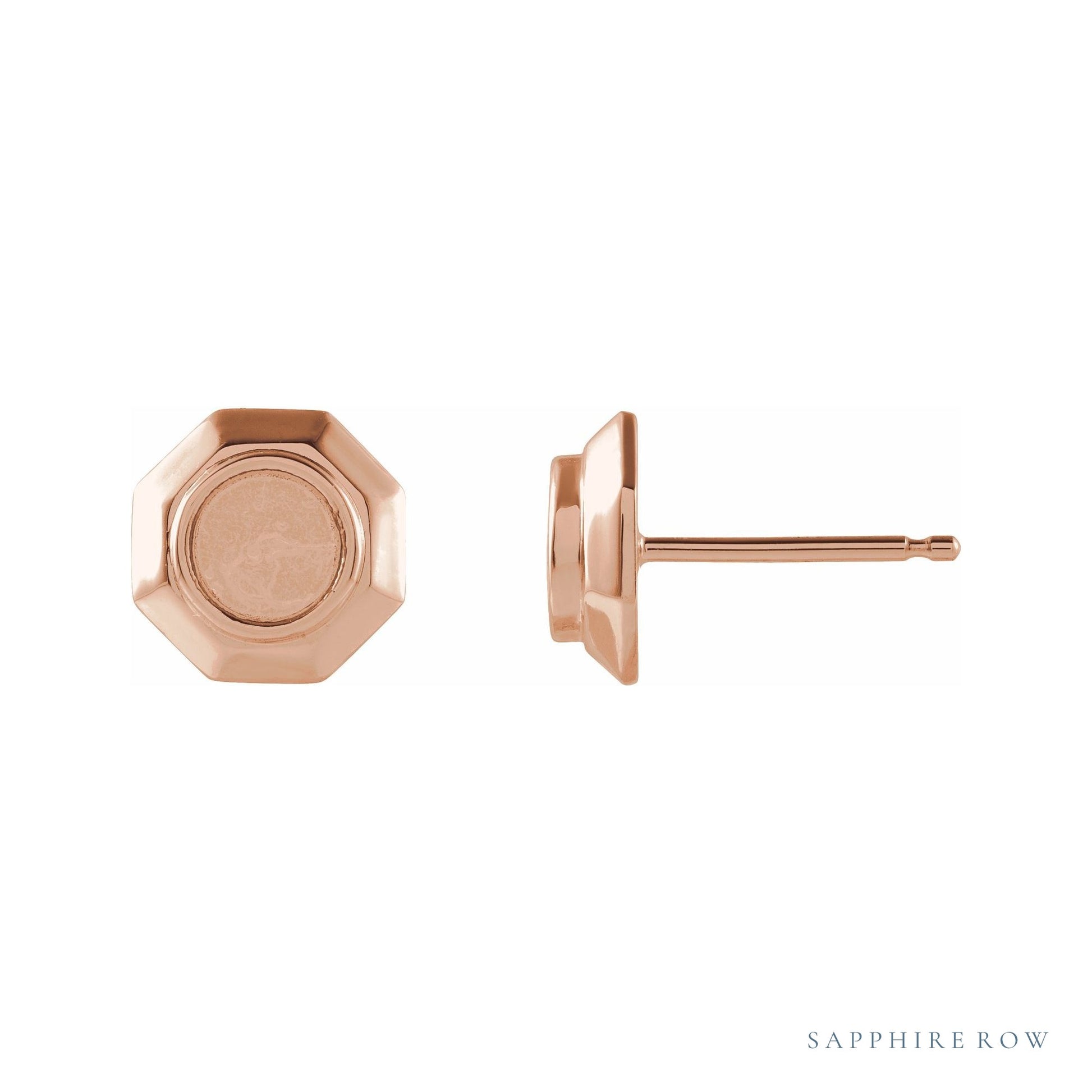 Sapphire Row Geometric Cabochon Earrings setting in 14K Rose Gold, shown with a center stone (sold separately)