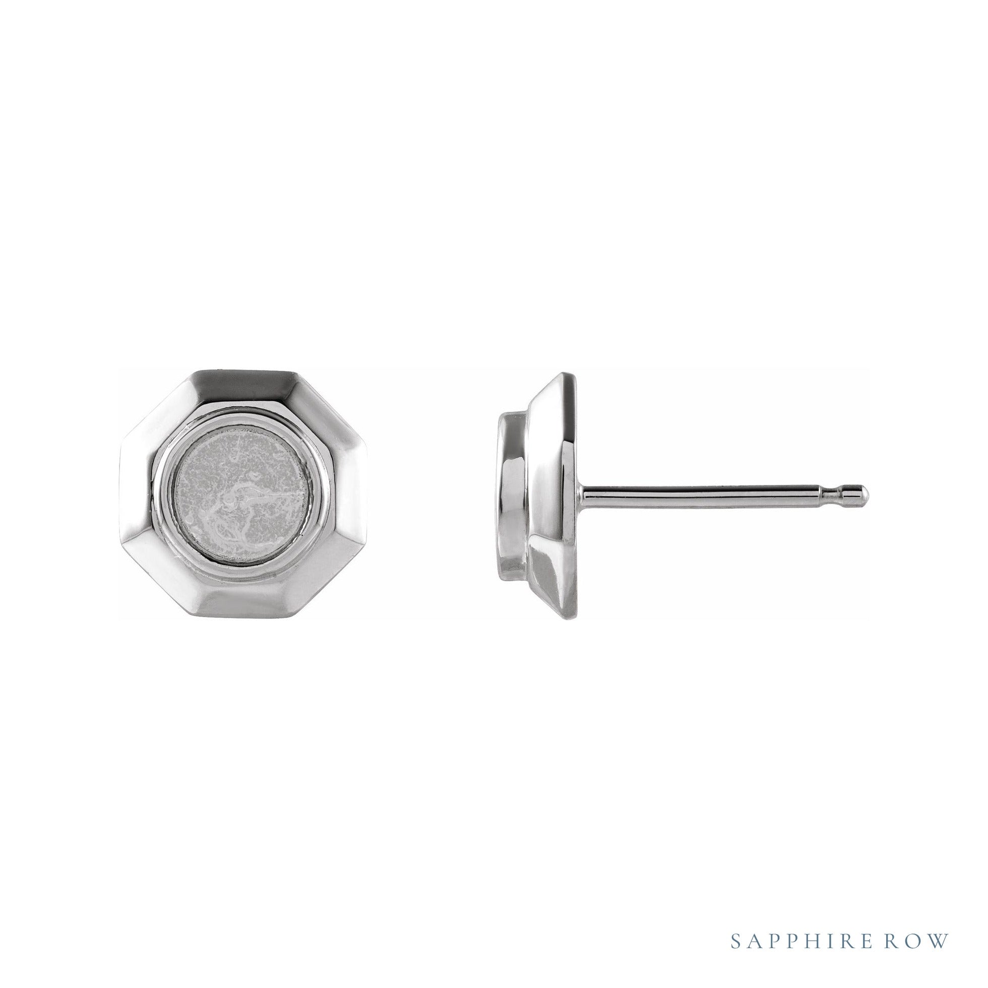 Sapphire Row Geometric Cabochon Earrings setting in 14K White Gold, shown with a center stone (sold separately)