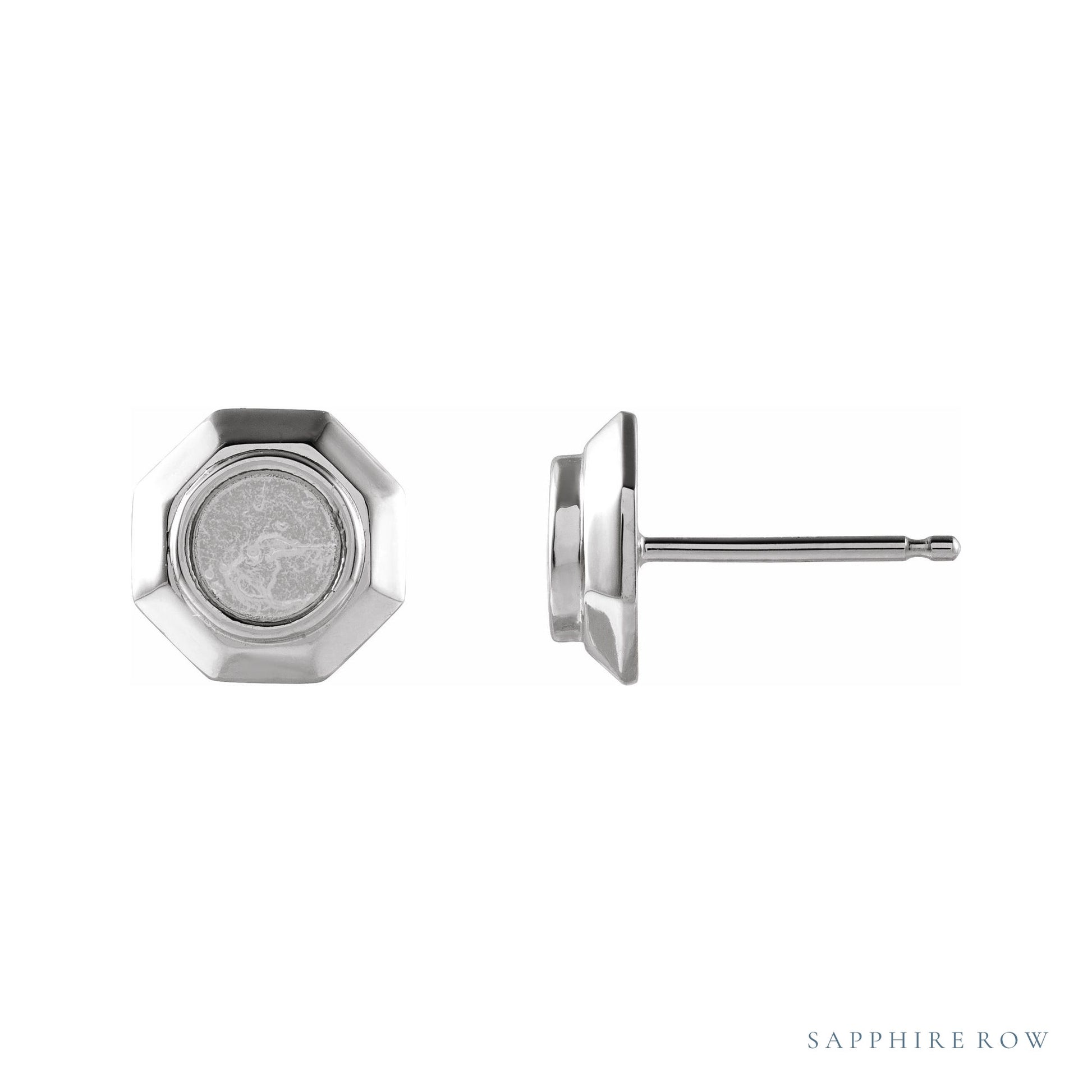 Sapphire Row Geometric Cabochon Earrings setting in 14K White Gold, shown with a center stone (sold separately)