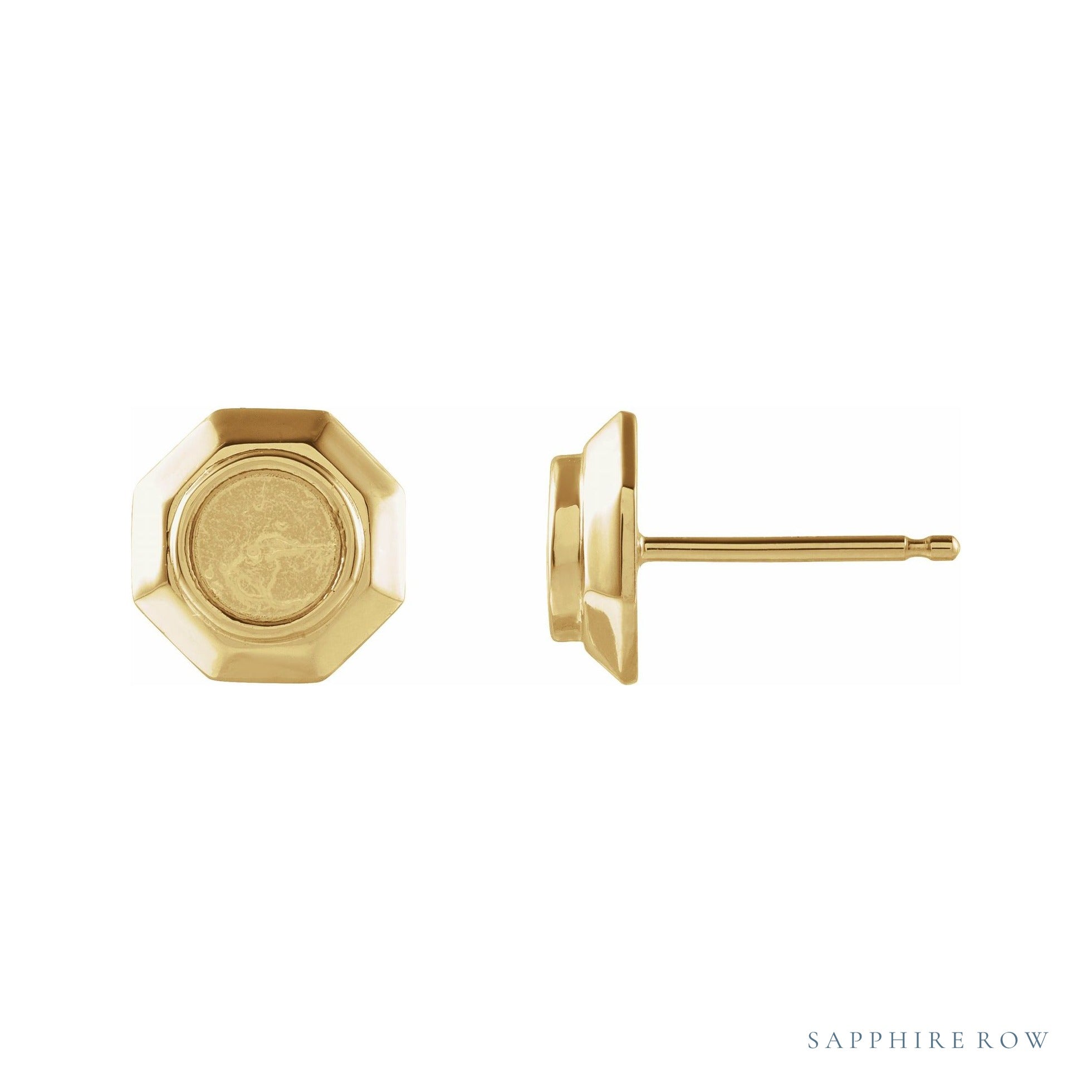 Sapphire Row Geometric Cabochon Earrings setting in 14K Yellow Gold, shown with a center stone (sold separately)