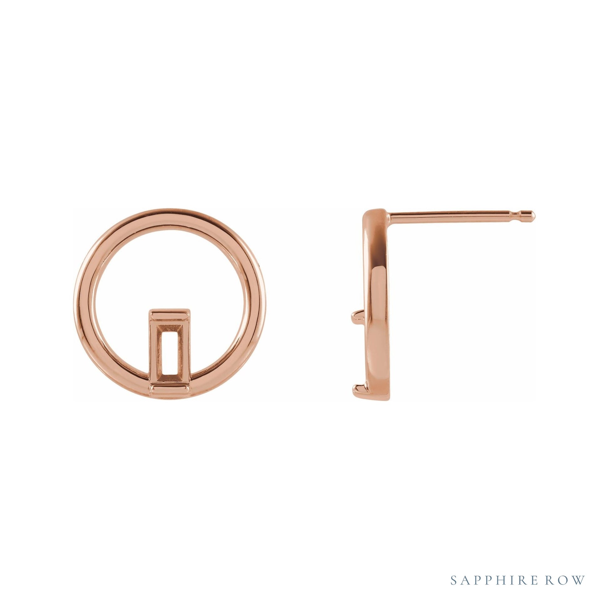 Sapphire Row Baguette Circle Earrings setting in 14K Rose Gold, shown with a center stone (sold separately)