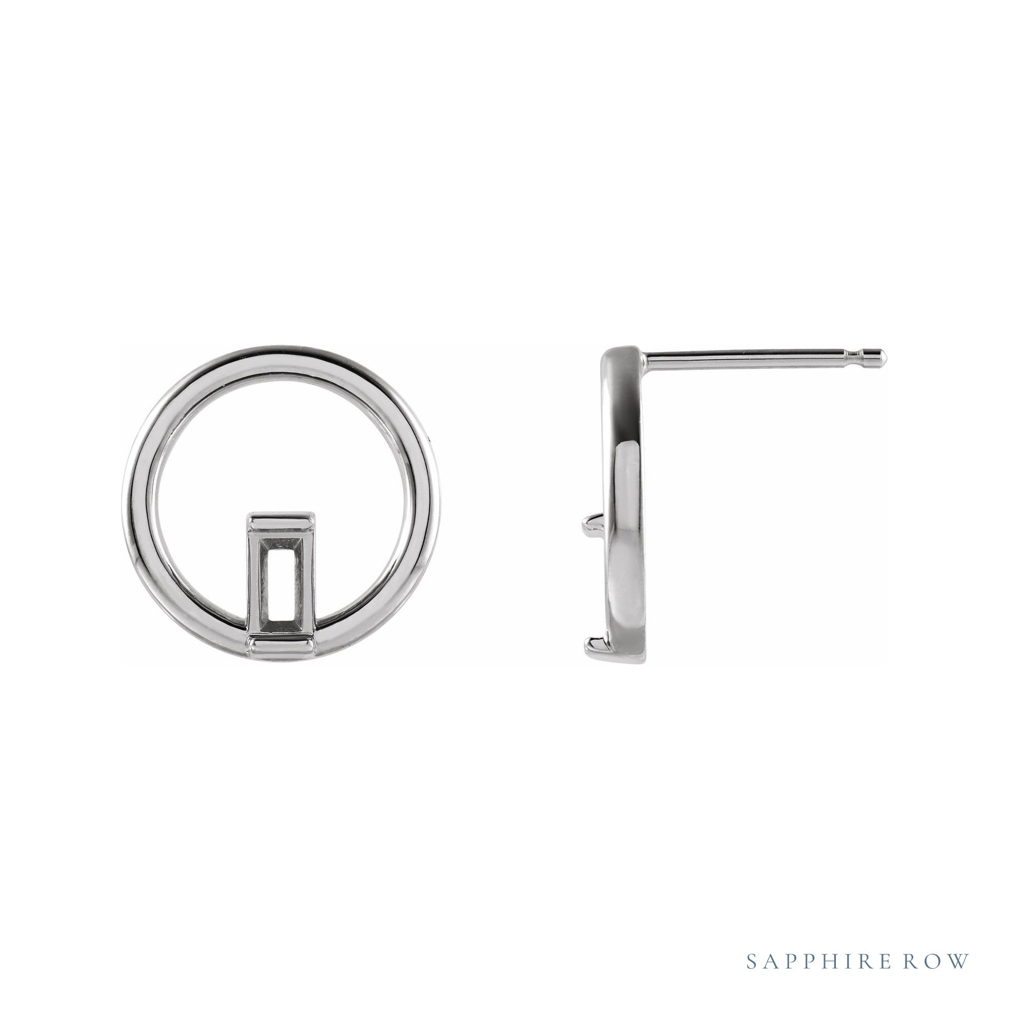 Sapphire Row Baguette Circle Earrings setting in 14K White Gold, shown with a center stone (sold separately)