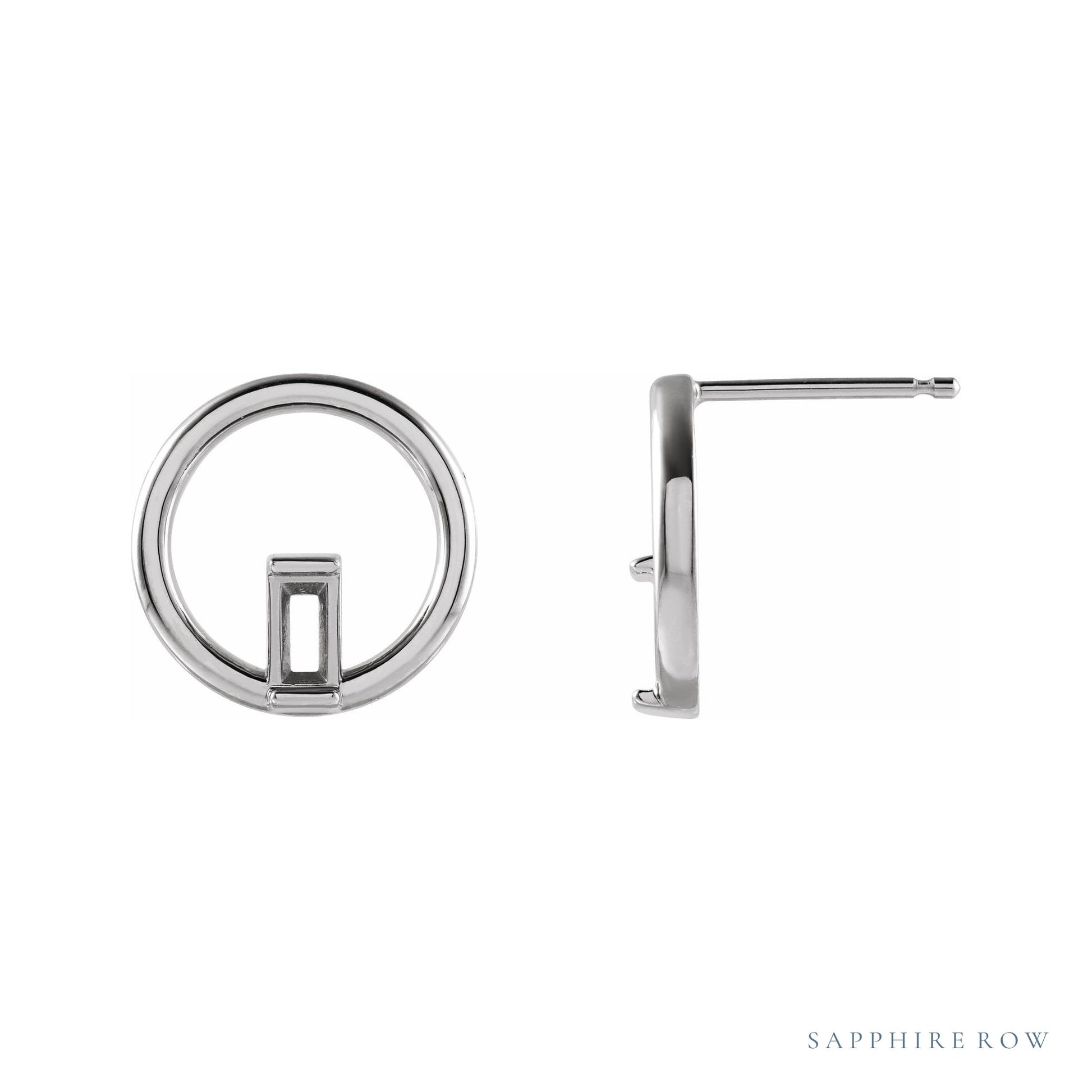 Sapphire Row Baguette Circle Earrings setting in 14K White Gold, shown with a center stone (sold separately)