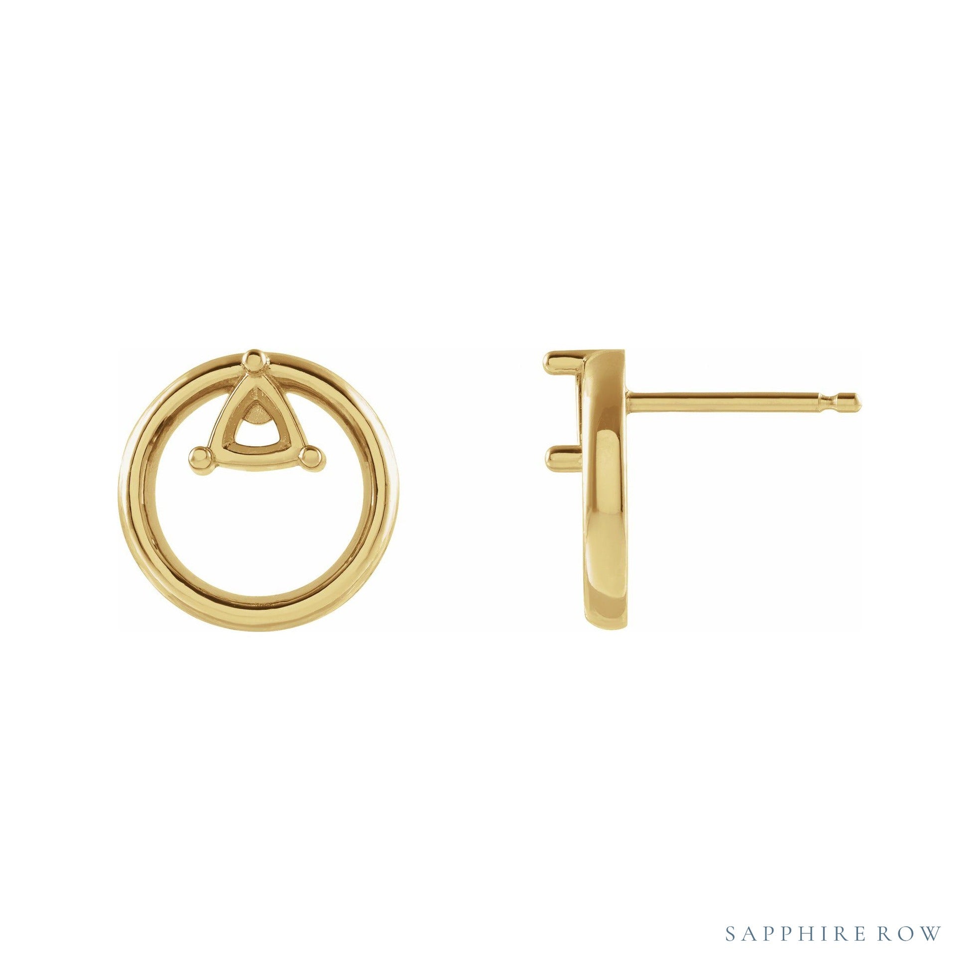 Sapphire Row Geometric Earrings setting in 14K Yellow Gold, shown with a center stone (sold separately)
