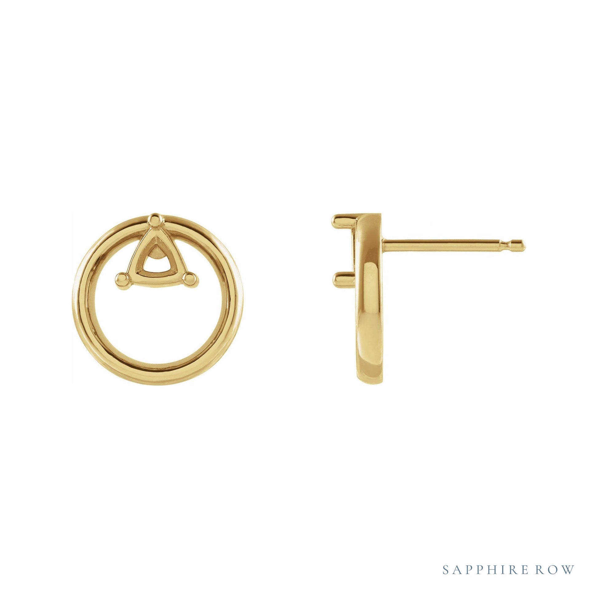 Sapphire Row Geometric Earrings setting in 14K Yellow Gold, shown with a center stone (sold separately)