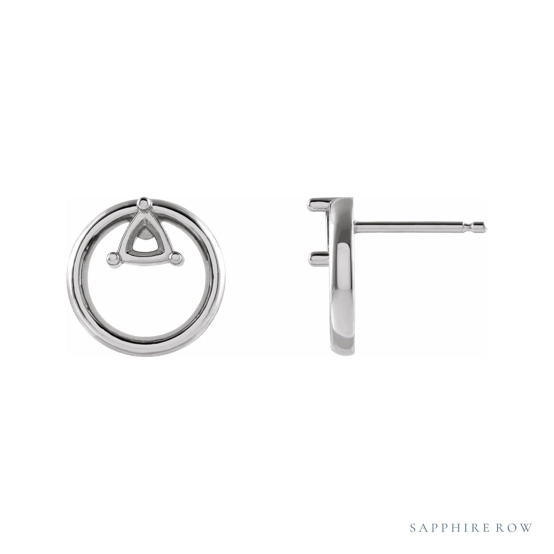 Sapphire Row Geometric Earrings setting in Platinum, shown with a center stone (sold separately)