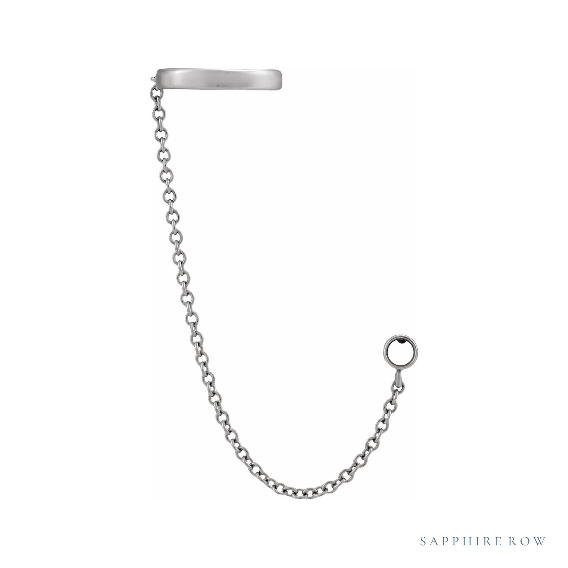 Sapphire Row Ear Cuff with Chain Earrings setting in Platinum, shown with a center stone (sold separately)