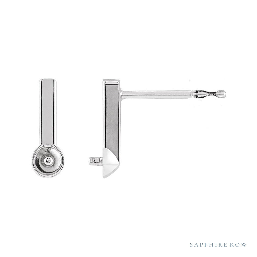 Sapphire Row Pearl Bar Earrings setting in Platinum, shown without a pearl (pearl sold separately)