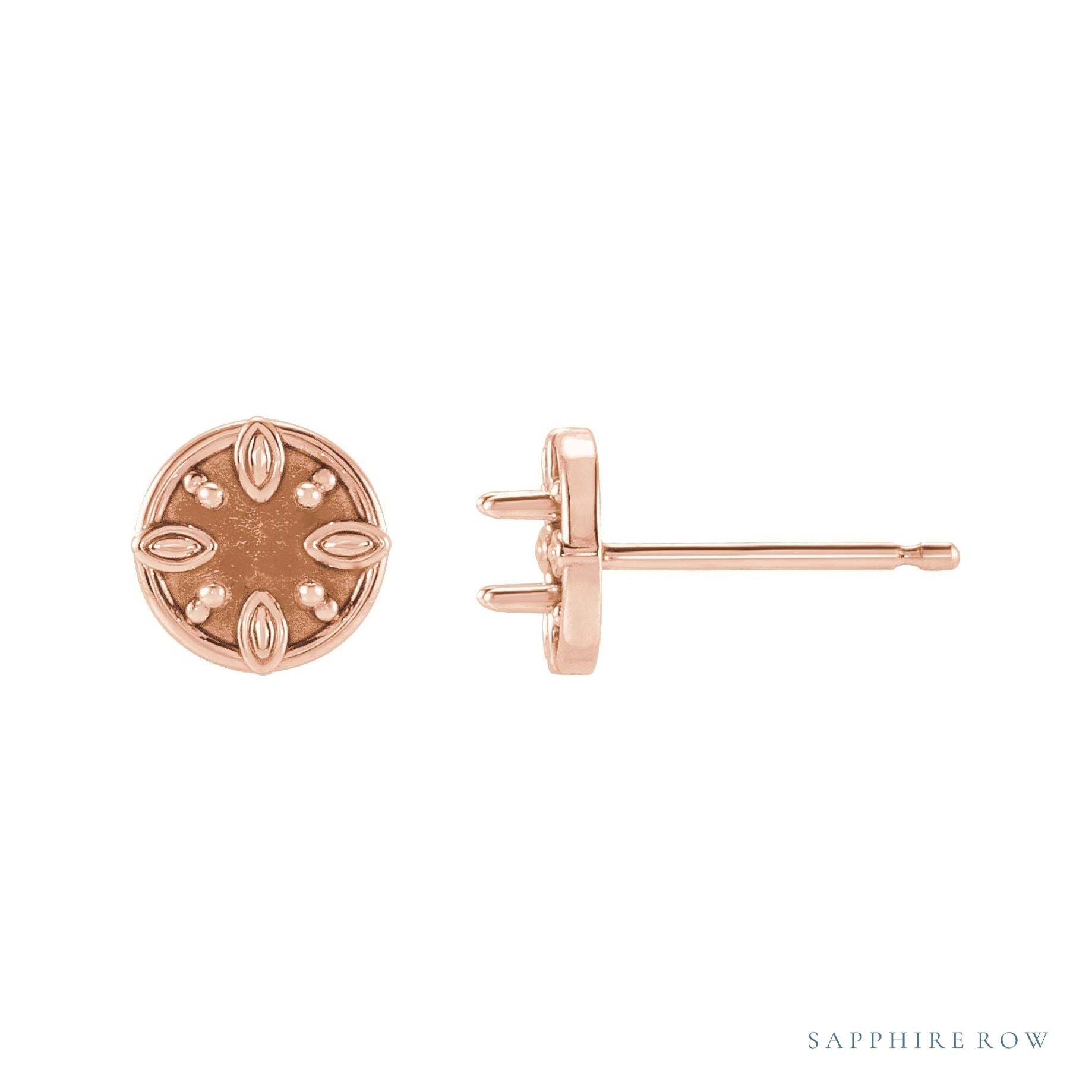 Sapphire Row Floral-Inspired Earrings setting in 14K Rose Gold, shown with a center stone (sold separately)