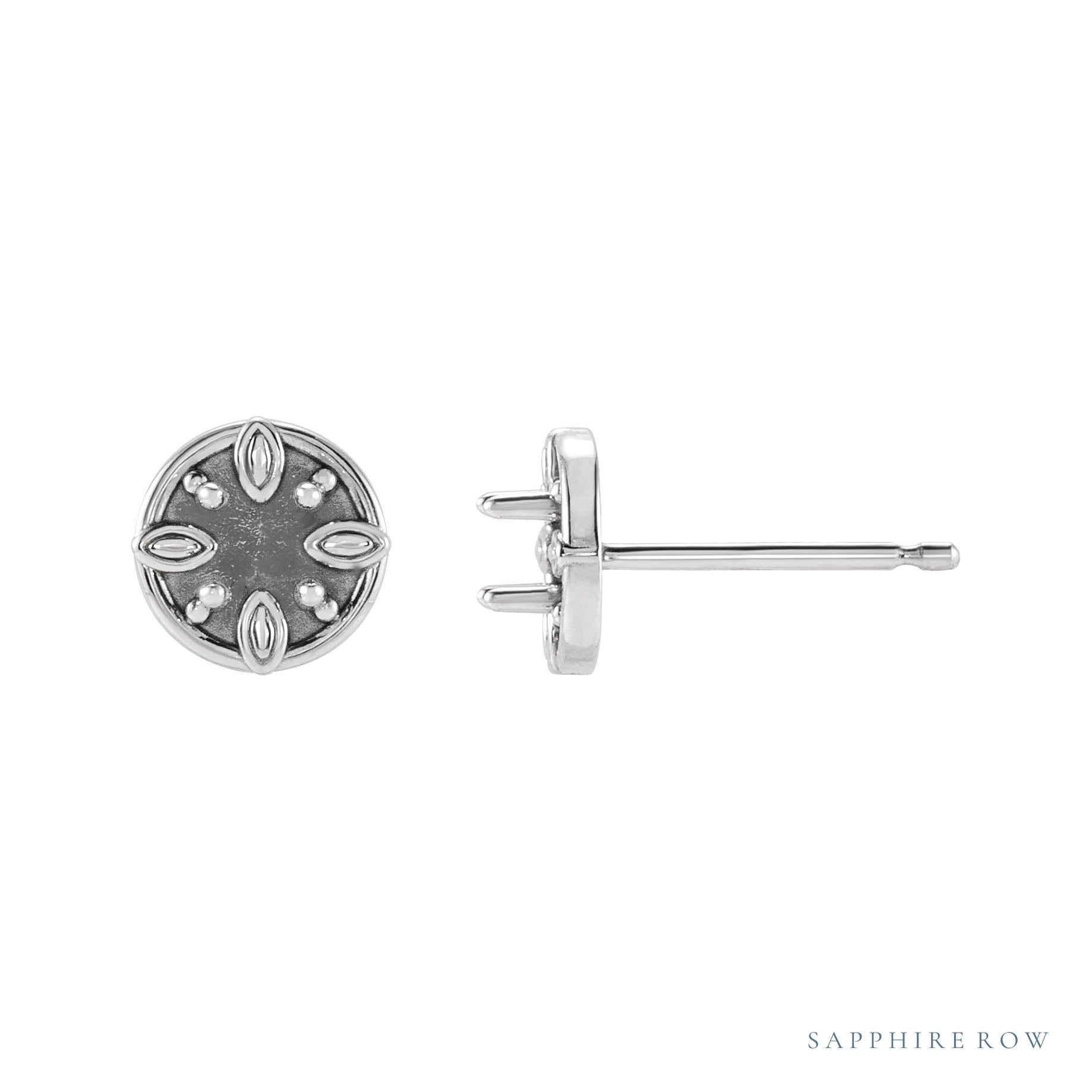 Sapphire Row Floral-Inspired Earrings setting in 14K White Gold, shown with a center stone (sold separately)