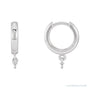 Sapphire Row Pearl Hoop Earrings setting in 14K White Gold, shown without a pearl (pearl sold separately)