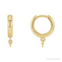 Sapphire Row Pearl Hoop Earrings setting in 14K Yellow Gold, shown without a pearl (pearl sold separately)