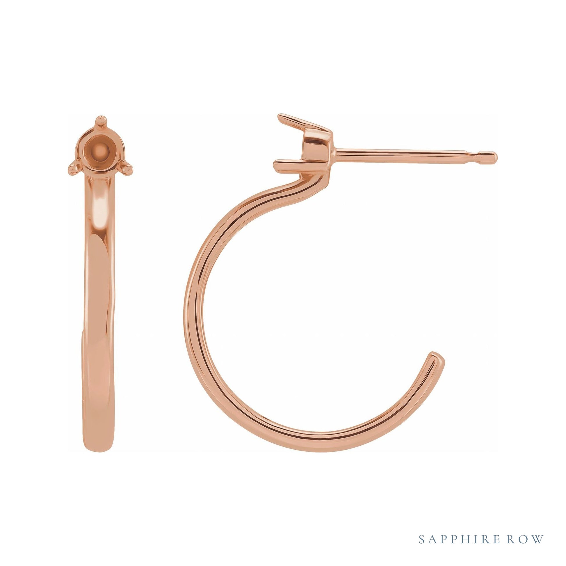 Sapphire Row Accented Hoop Earrings setting in 14K Rose Gold, shown with a center stone (sold separately)