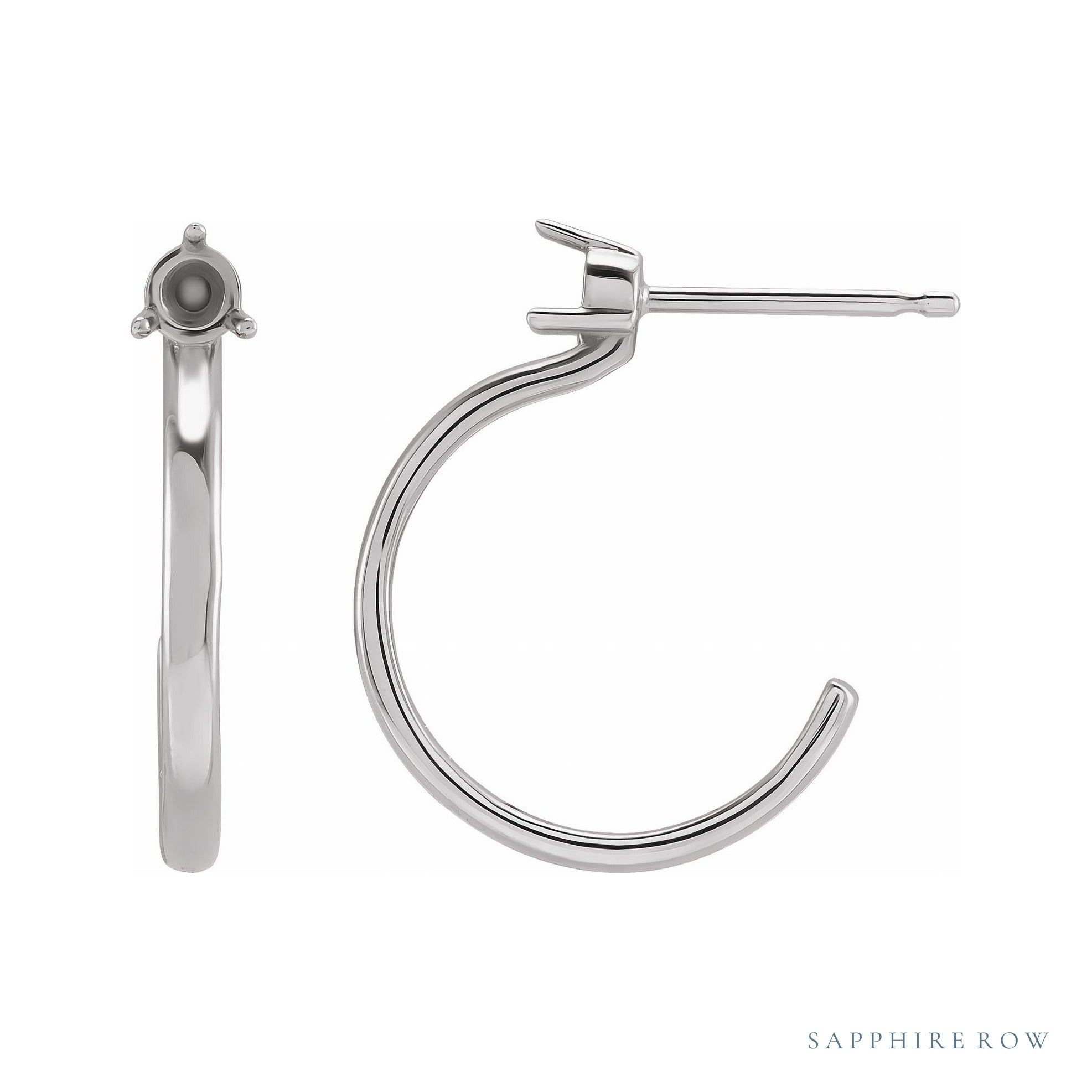 Sapphire Row Accented Hoop Earrings setting in 14K White Gold, shown with a center stone (sold separately)