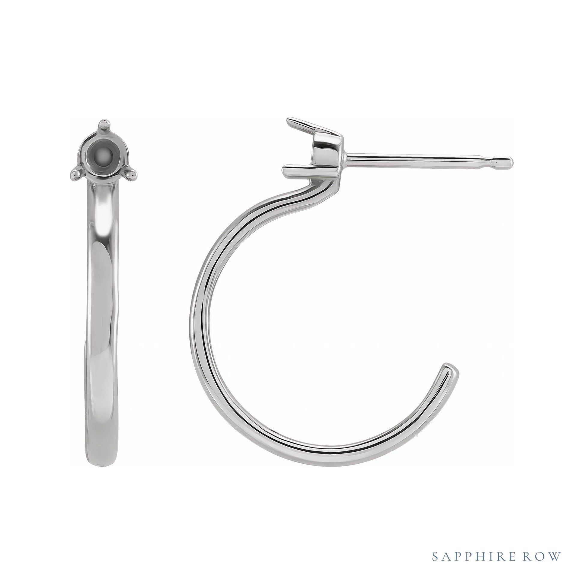 Sapphire Row Accented Hoop Earrings setting in 14K White Gold, shown with a center stone (sold separately)