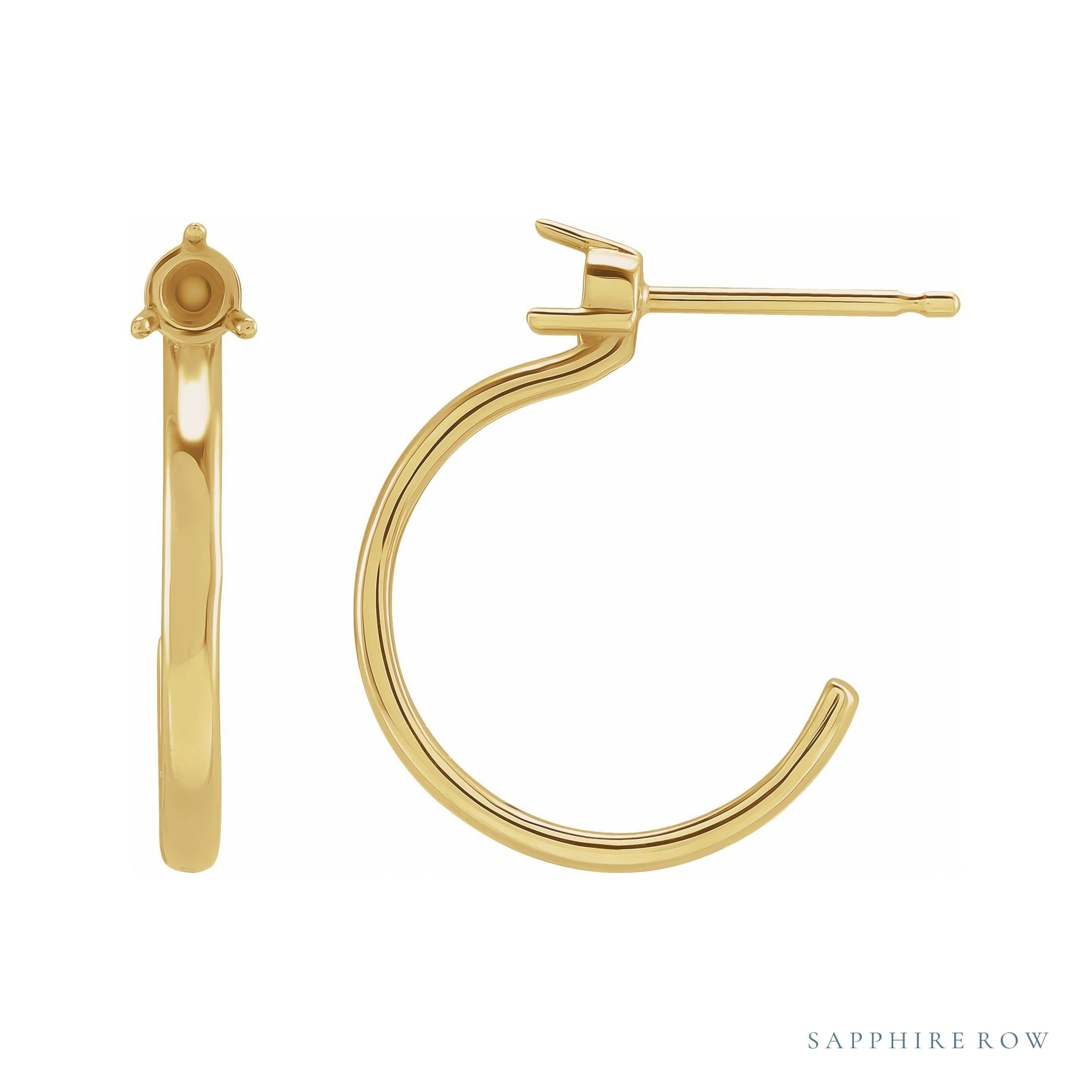 Sapphire Row Accented Hoop Earrings setting in 14K Yellow Gold, shown with a center stone (sold separately)