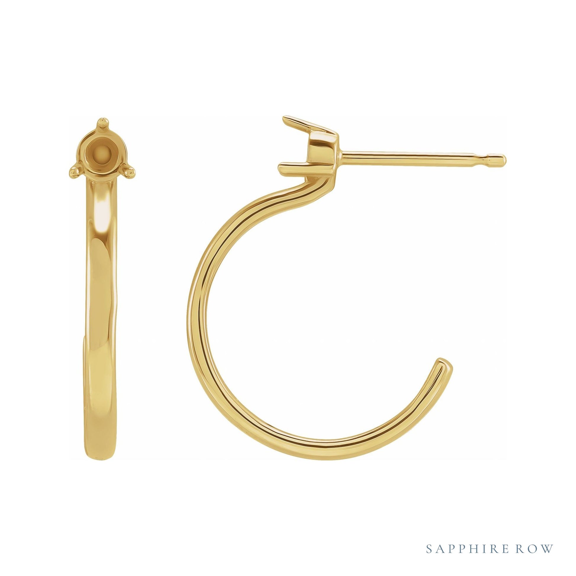 Sapphire Row Accented Hoop Earrings setting in 14K Yellow Gold, shown with a center stone (sold separately)