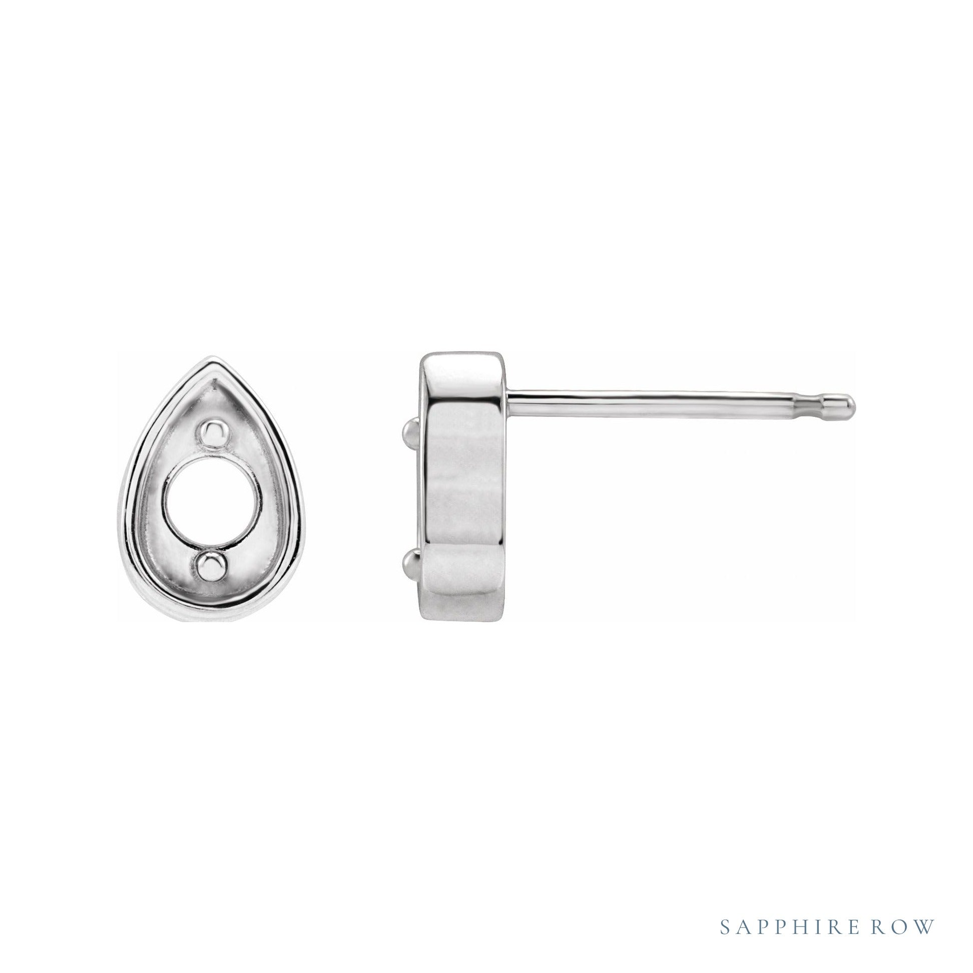 Sapphire Row Teardrop Earrings setting in 14K White Gold, shown with a center stone (sold separately)