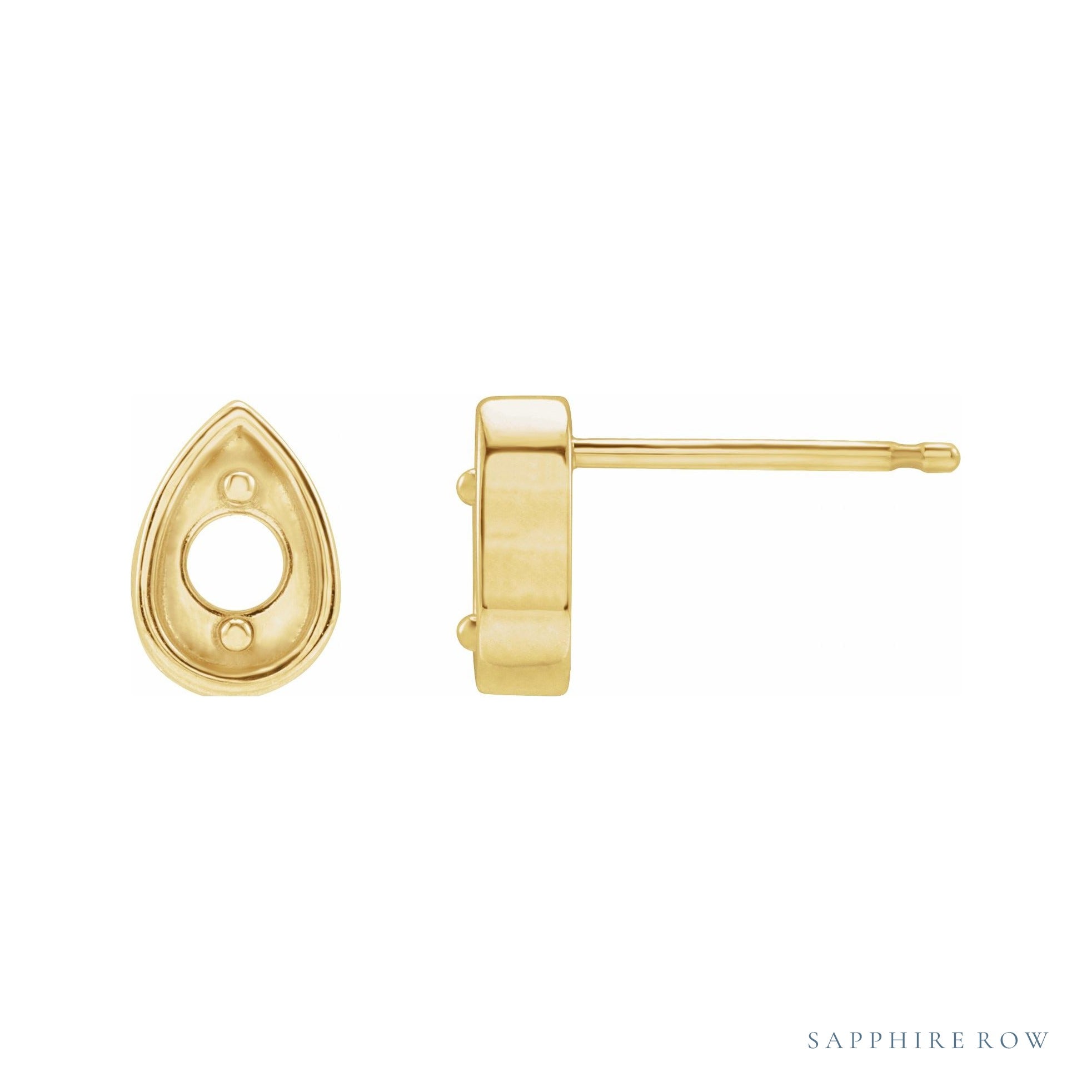 Sapphire Row Teardrop Earrings setting in 14K Yellow Gold, shown with a center stone (sold separately)