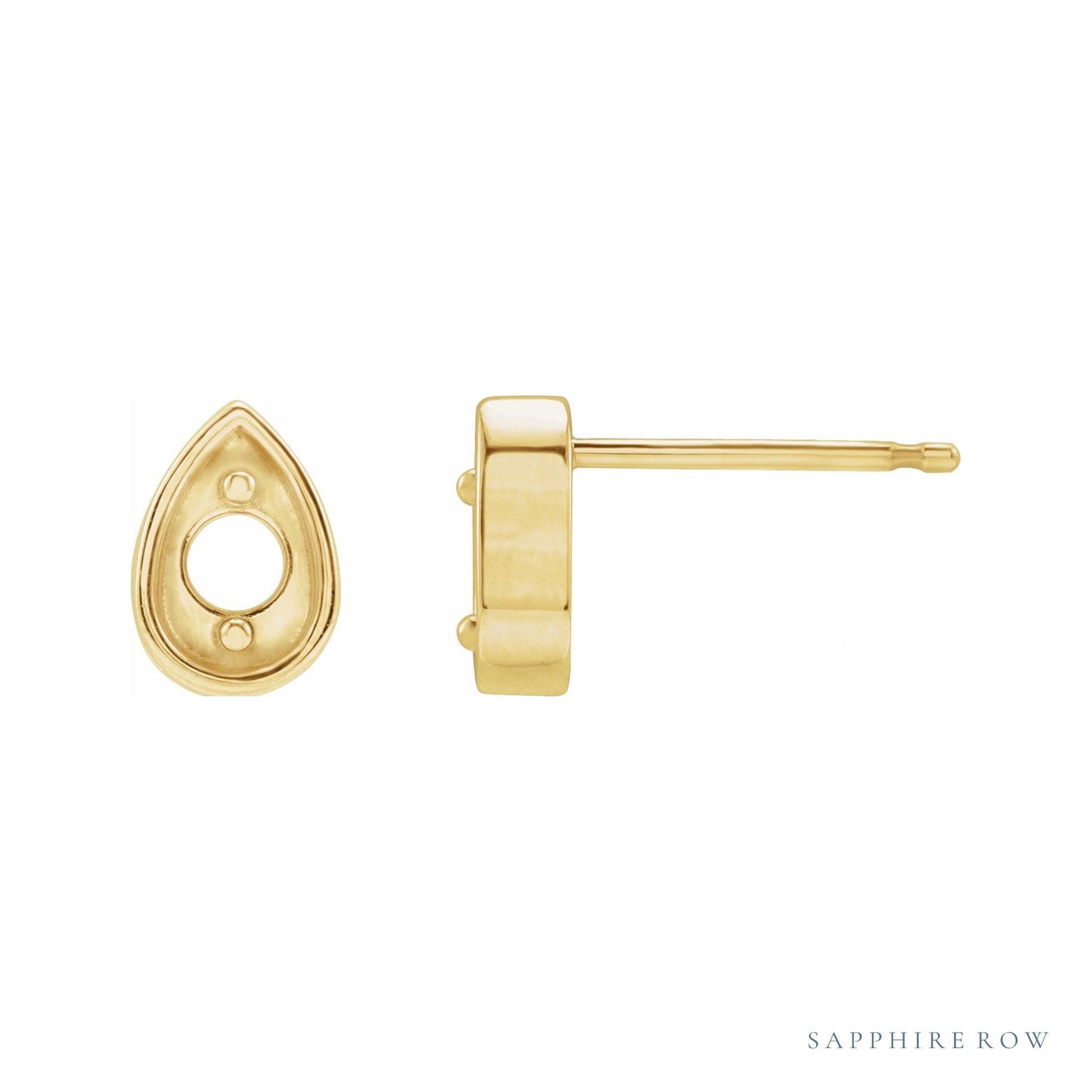 Sapphire Row Teardrop Earrings setting in 14K Yellow Gold, shown with a center stone (sold separately)