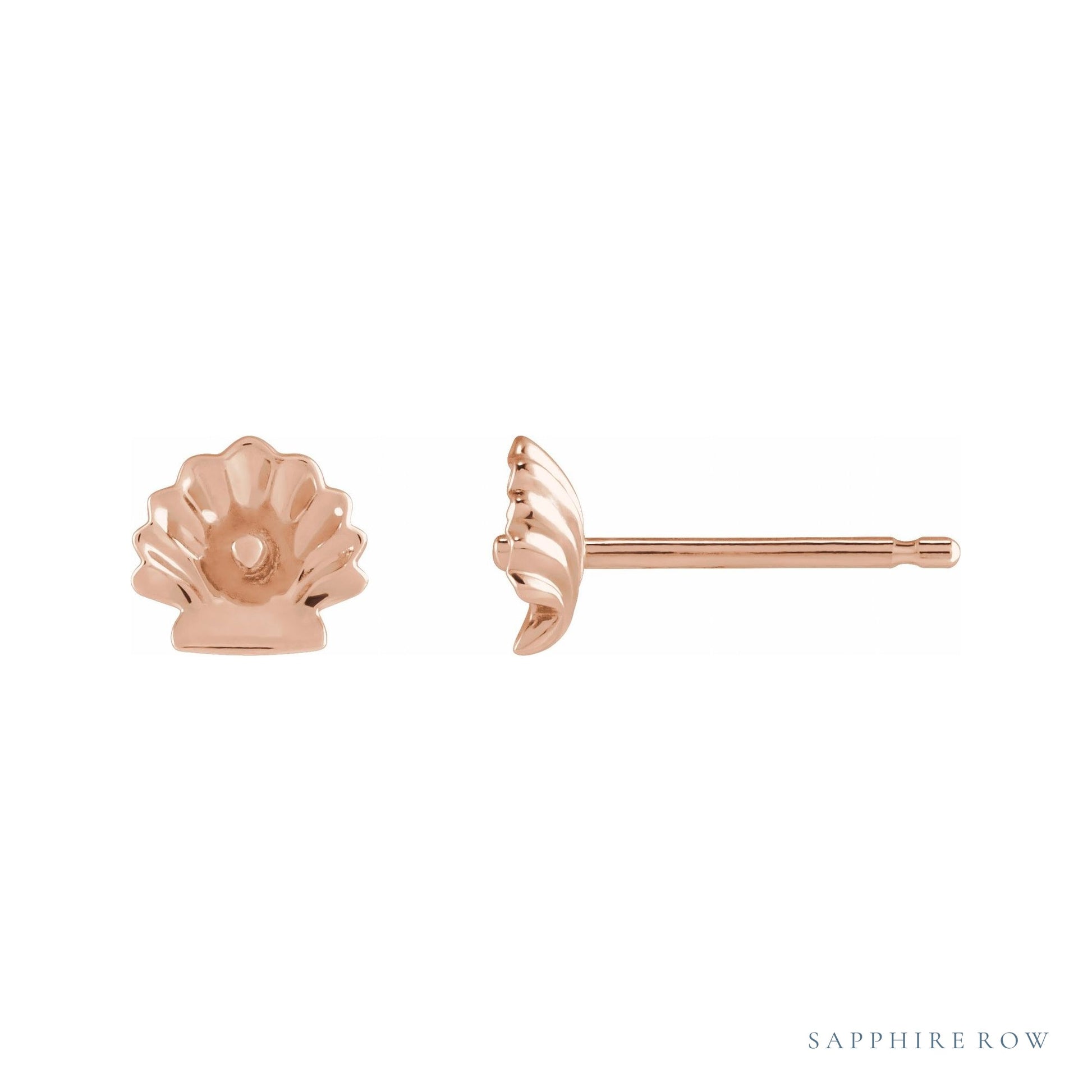 Sapphire Row Pearl Shell Earrings setting in 14K Rose Gold, shown without a pearl (pearl sold separately)