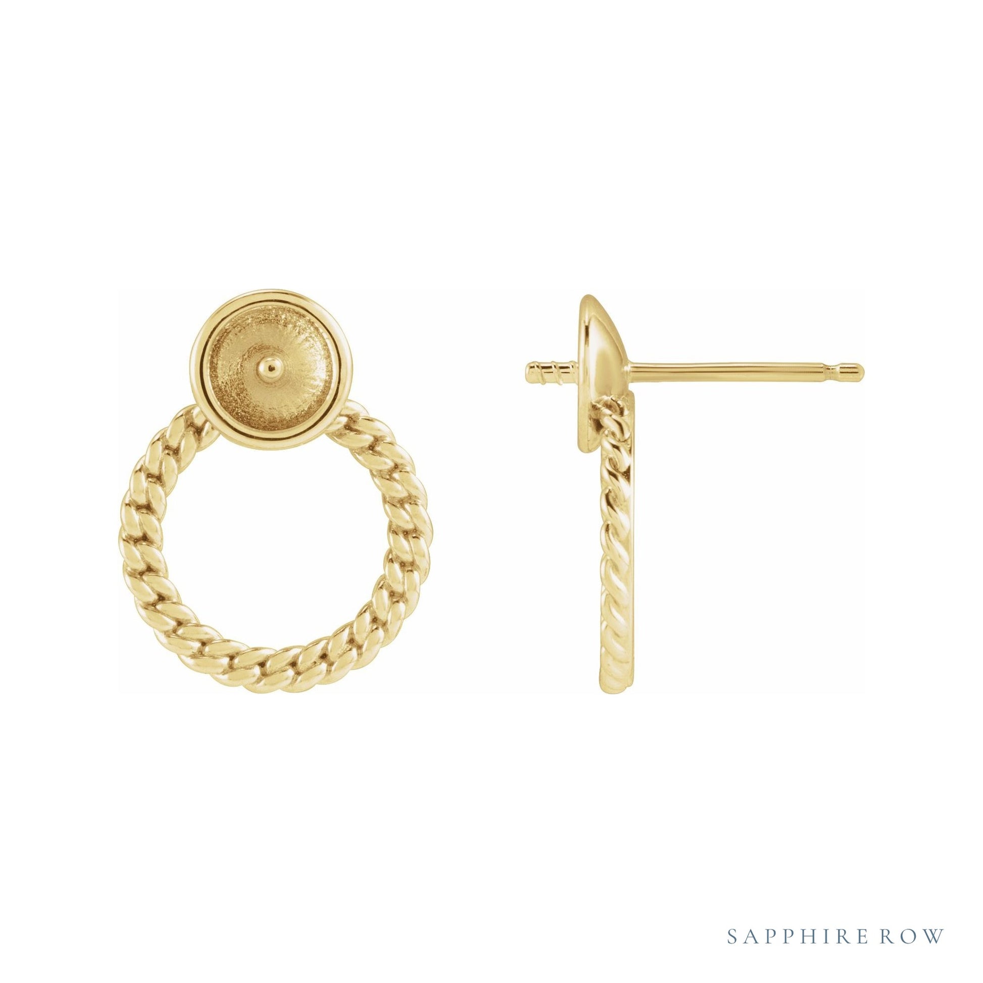 Sapphire Row Pearl & Chain Earrings setting in 14K Yellow Gold, shown with a center stone (sold separately)