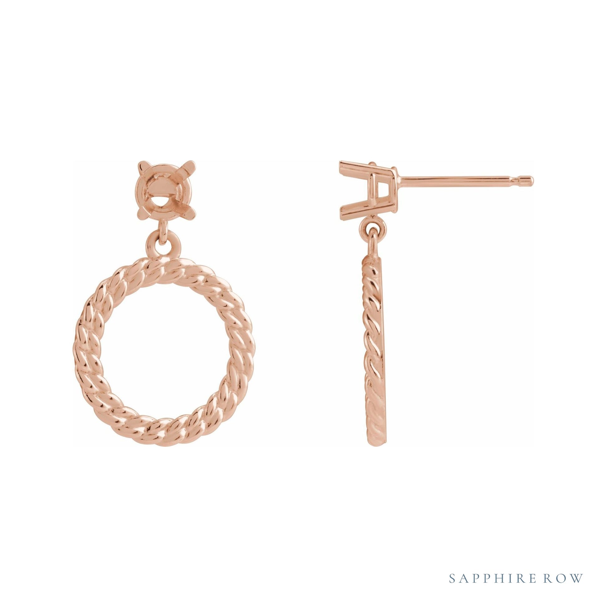 Sapphire Row Accented Chain Link Earrings setting in 14K Rose Gold, shown with a center stone (sold separately)