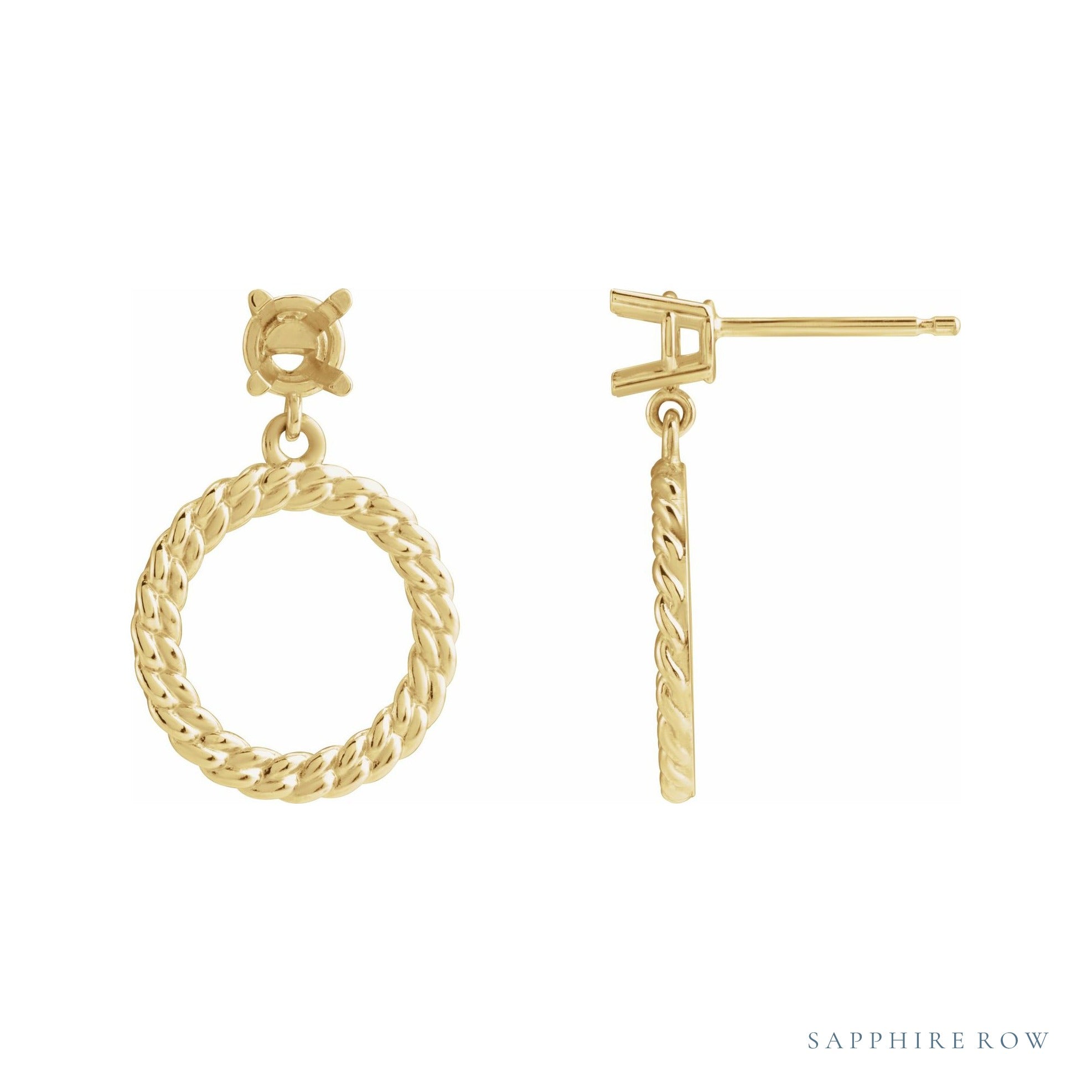 Sapphire Row Accented Chain Link Earrings setting in 14K Yellow Gold, shown with a center stone (sold separately)
