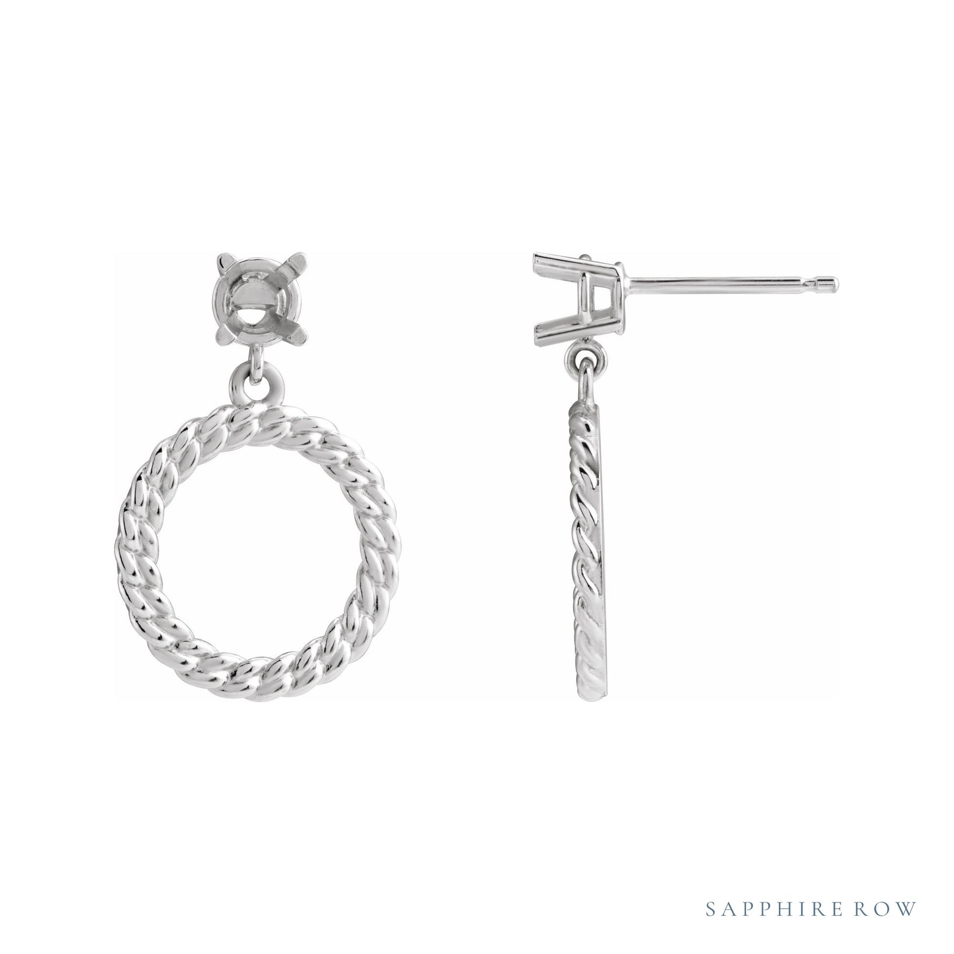 Sapphire Row Accented Chain Link Earrings setting in Platinum, shown with a center stone (sold separately)