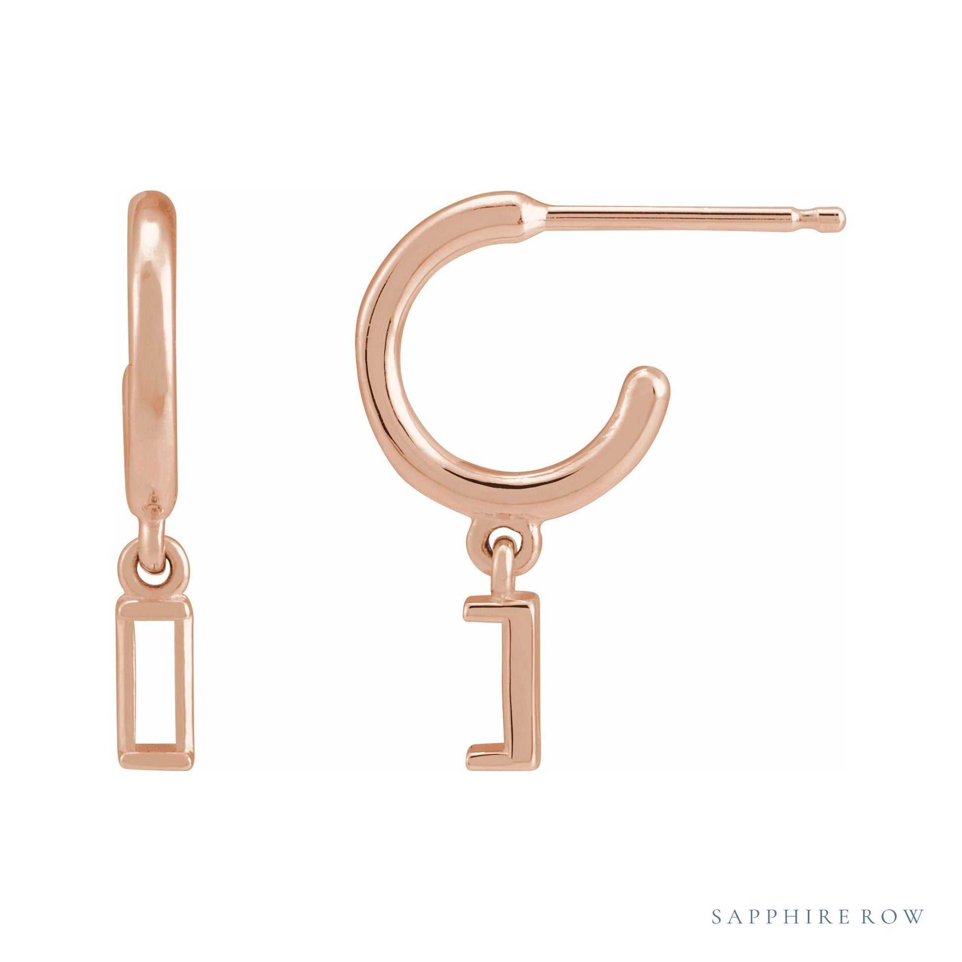 Sapphire Row Accented Hoop Earrings setting in 14K Rose Gold, shown with a center stone (sold separately)