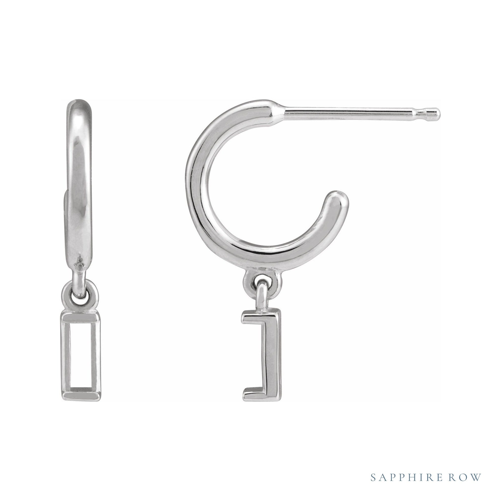 Sapphire Row Accented Hoop Earrings setting in 14K White Gold, shown with a center stone (sold separately)