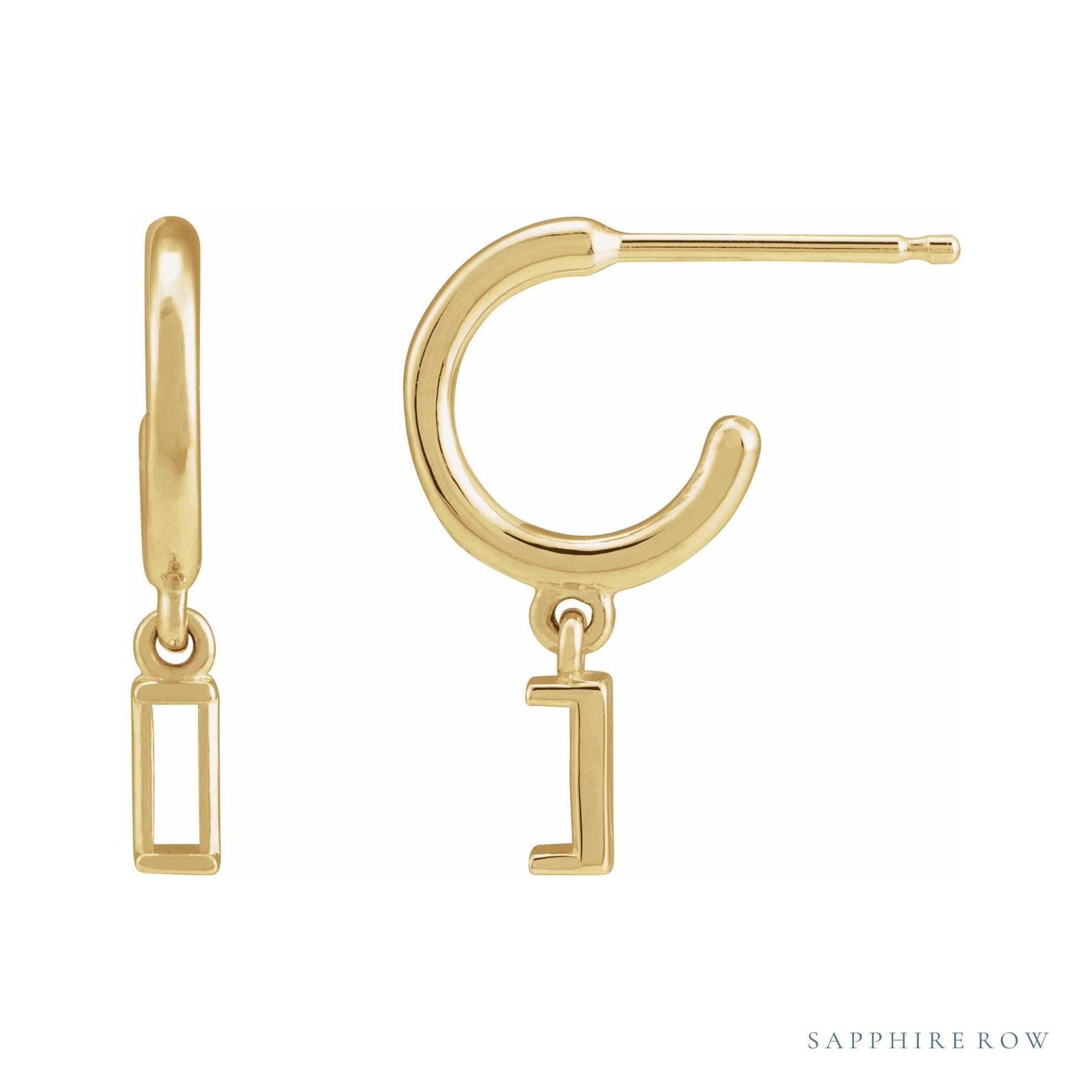Sapphire Row Accented Hoop Earrings setting in 14K Yellow Gold, shown with a center stone (sold separately)