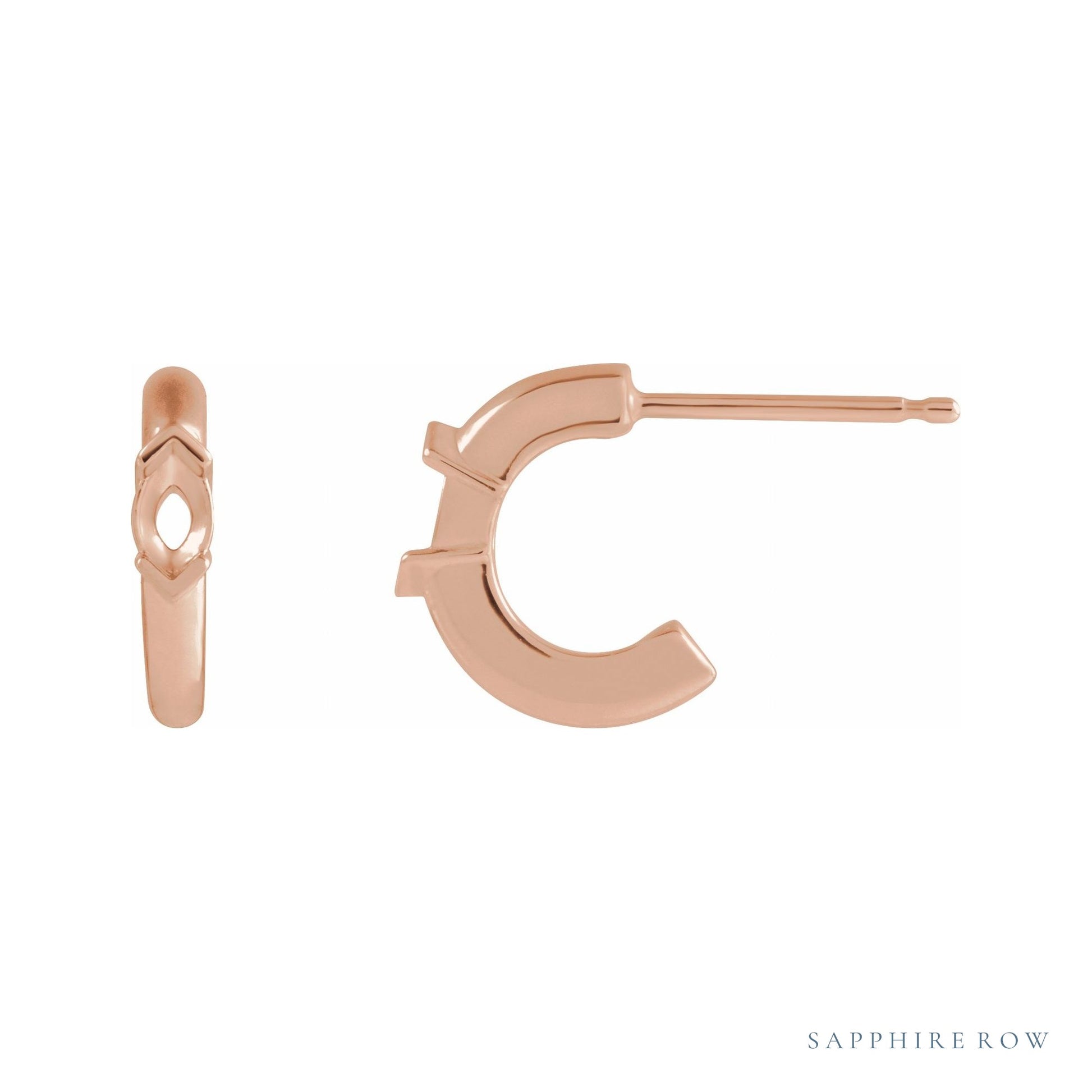 Sapphire Row Hoop Earrings setting in 14K Rose Gold, shown with a center stone (sold separately)