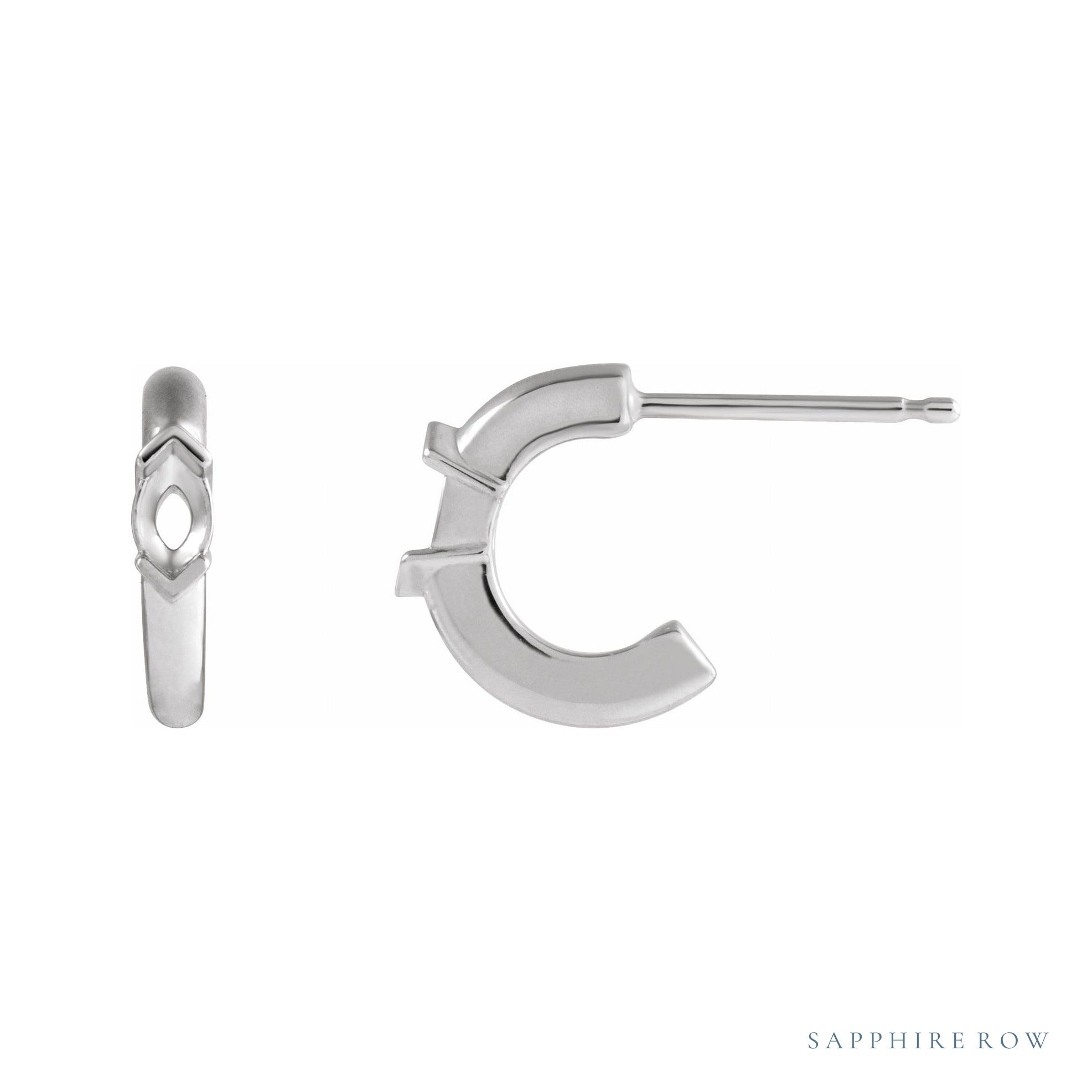 Sapphire Row Hoop Earrings setting in 14K White Gold, shown with a center stone (sold separately)